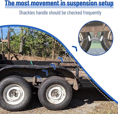 Miniatura 3 de Racewill Paquete de 2 grilletes para remolque, kit de remolque de eje tándem para resorte de doble ojo (ejes de 3,500 libras-7,200 libras)