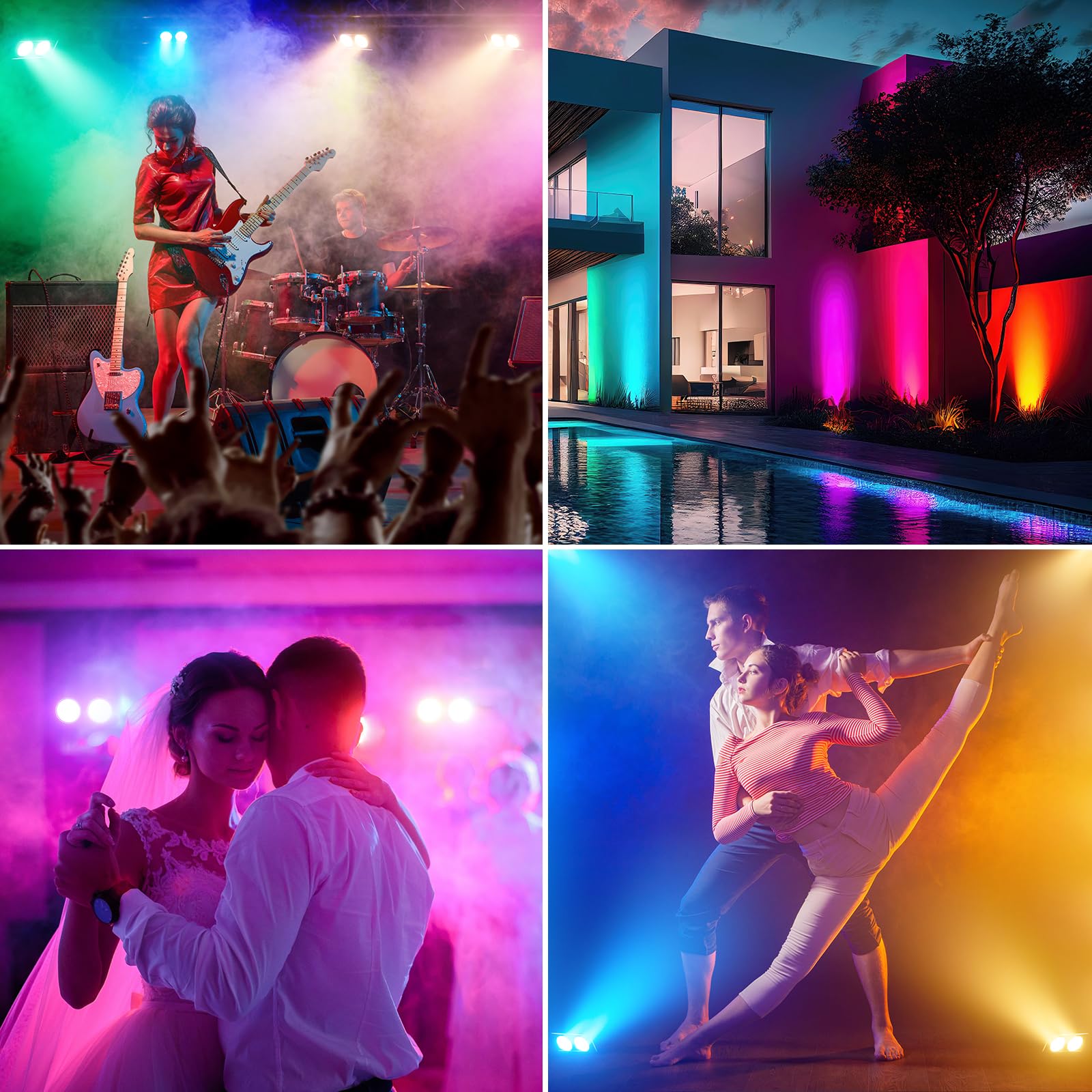 Lumières De Scène DJ Mobiles RGBW LED, éclairage De Lavage, Contrôlées Par DMX Et Activées Par Le Son, Avec 8 Motifs De Gobo, Projecteur Pour D