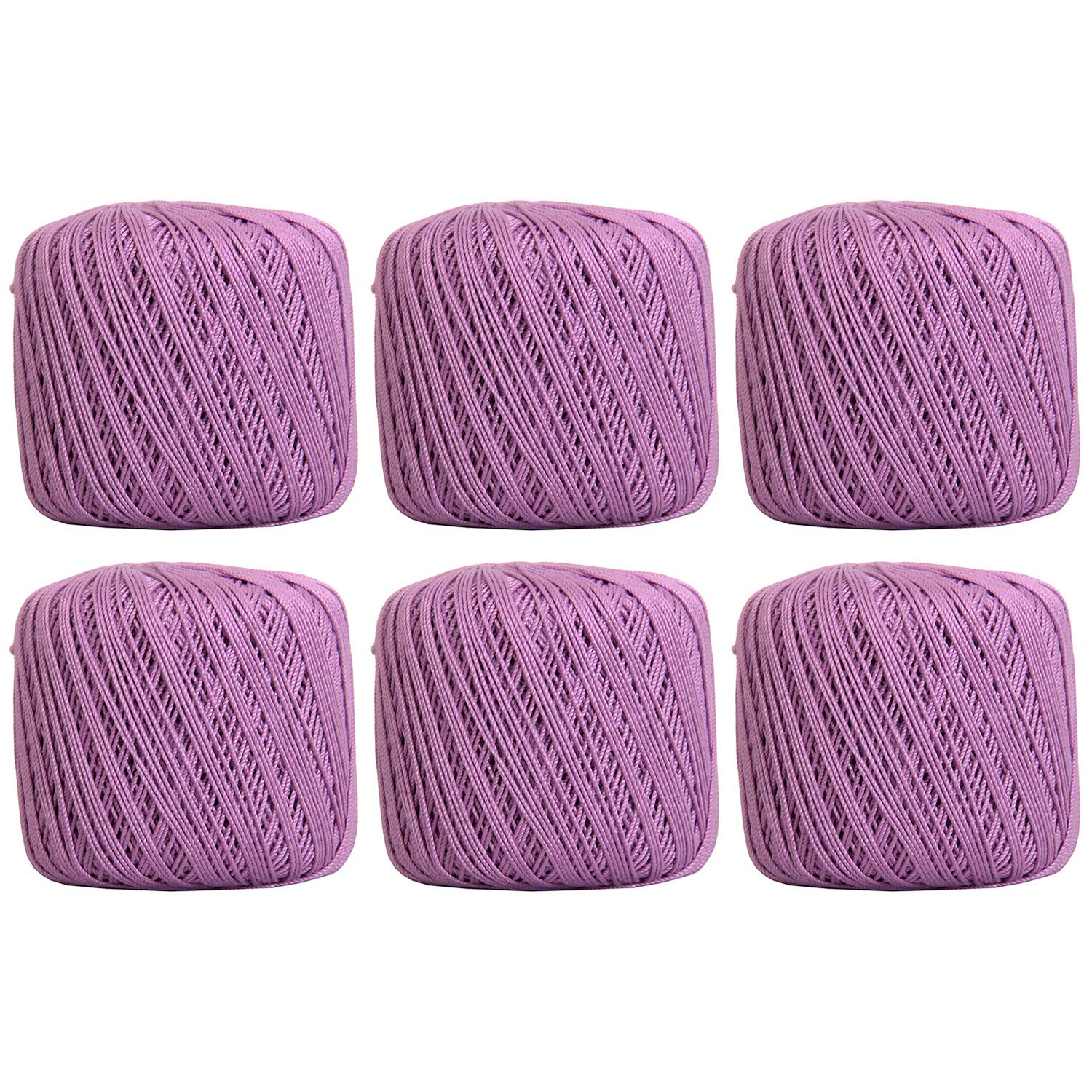 ThreadArt 100% Cotton Crochet Thread Size 3, 6 Ball Pack, Lilac 20