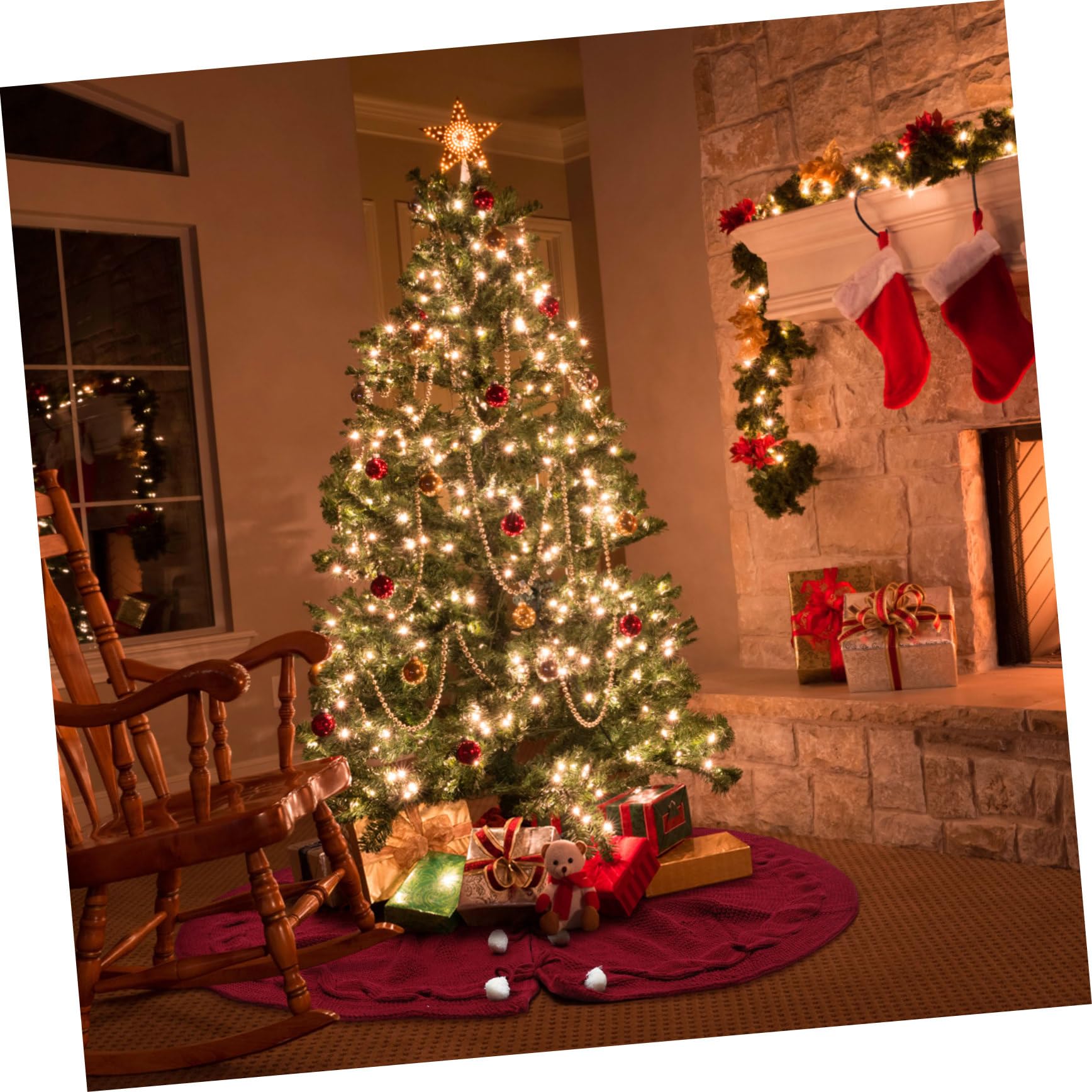Weihnachtsbaumrock Vliesstoff Stricklook Rot 120cm Durchmesser Weihnachtsbaumschürze Für Festliche Wohn Und Geschäftsräume
