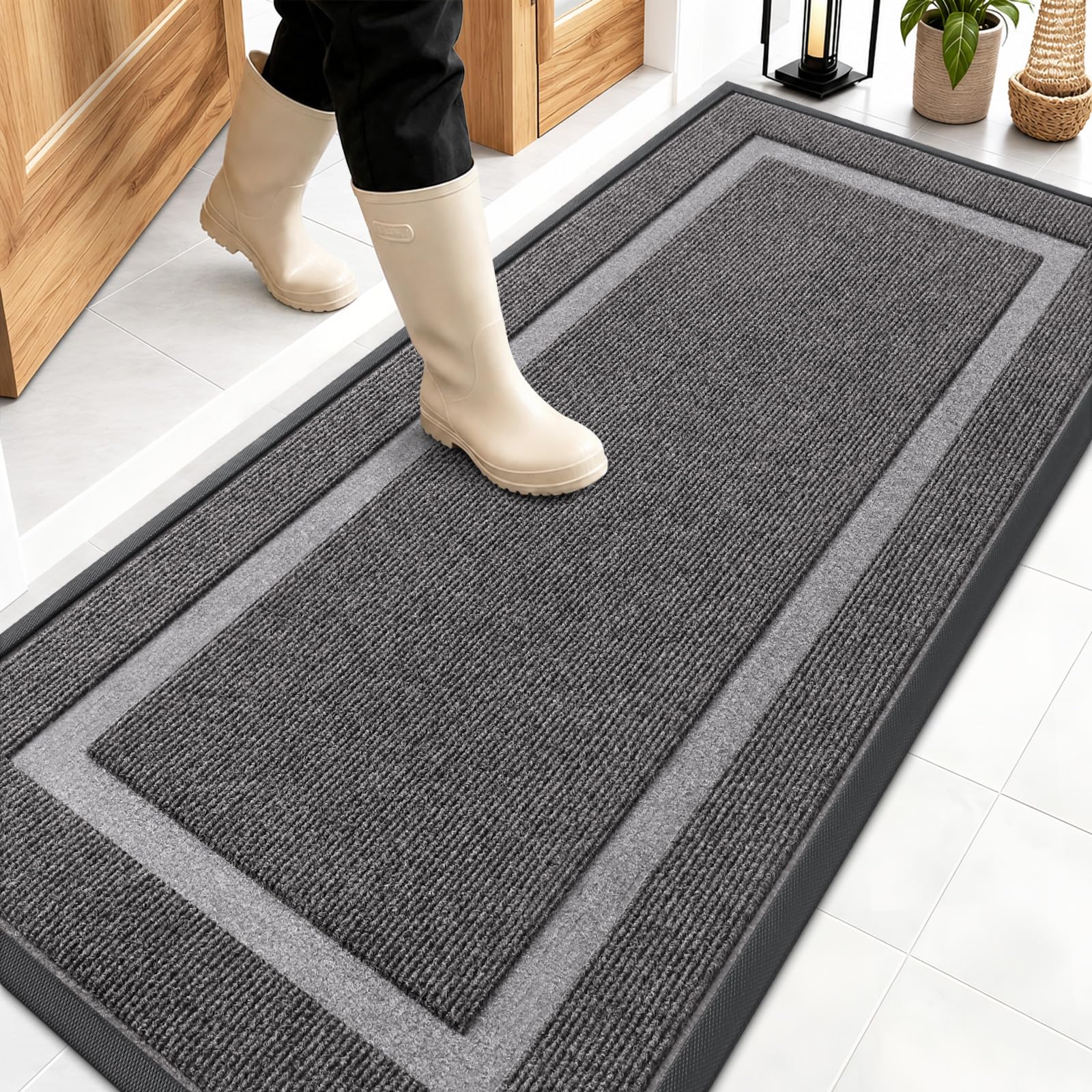 OLANLY Front Door Mat Outside 59x23, All-Season Heavy-Duty Rubber Doormat