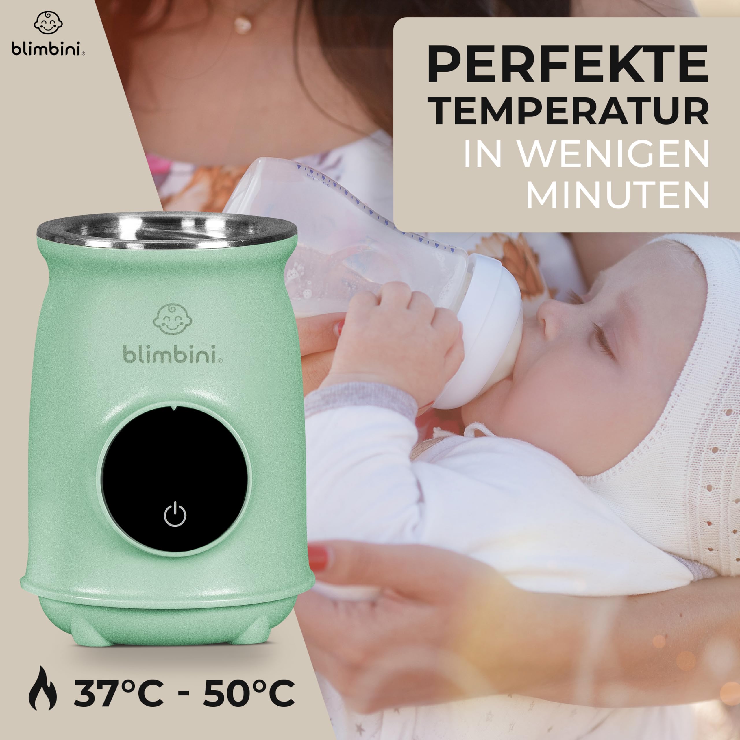 Pro+ Flaschenwärmer Baby unterwegs mit genauer Temperatursteuerung & USB-C - akkubetriebener, tragbarer Flaschenwärmer to go - Baby Bottle Warmer portable - Babyflaschen Wärmer unterwegs