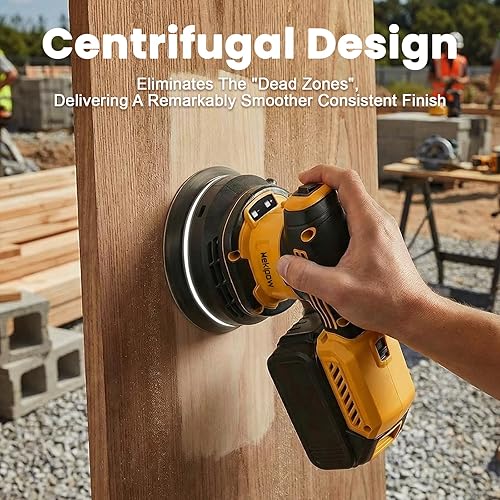 Miniatura 2 de Lijadora orbital aleatoria inalámbrica sin escobillas compatible con batería Dewalt de 20 V, lijadora orbital eléctrica de palma con colector de