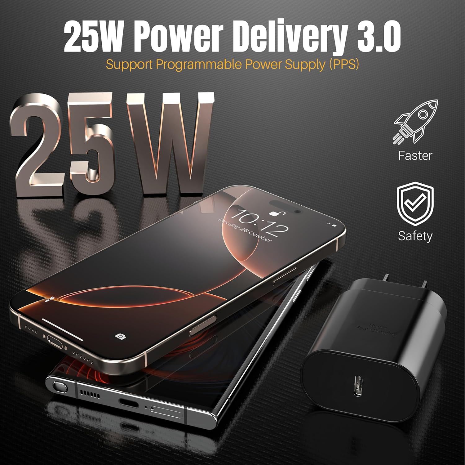 Galaxy S24 S25 USB C Charger Block 25W PD Super Fast Charging Type C Wall Plug Adapter Quick Charge for Samsung Galaxy S25, S24, S23, S22, S21, S20, Z Fold 3/4/5/ iPhone 17/16/Tablet - Image 3