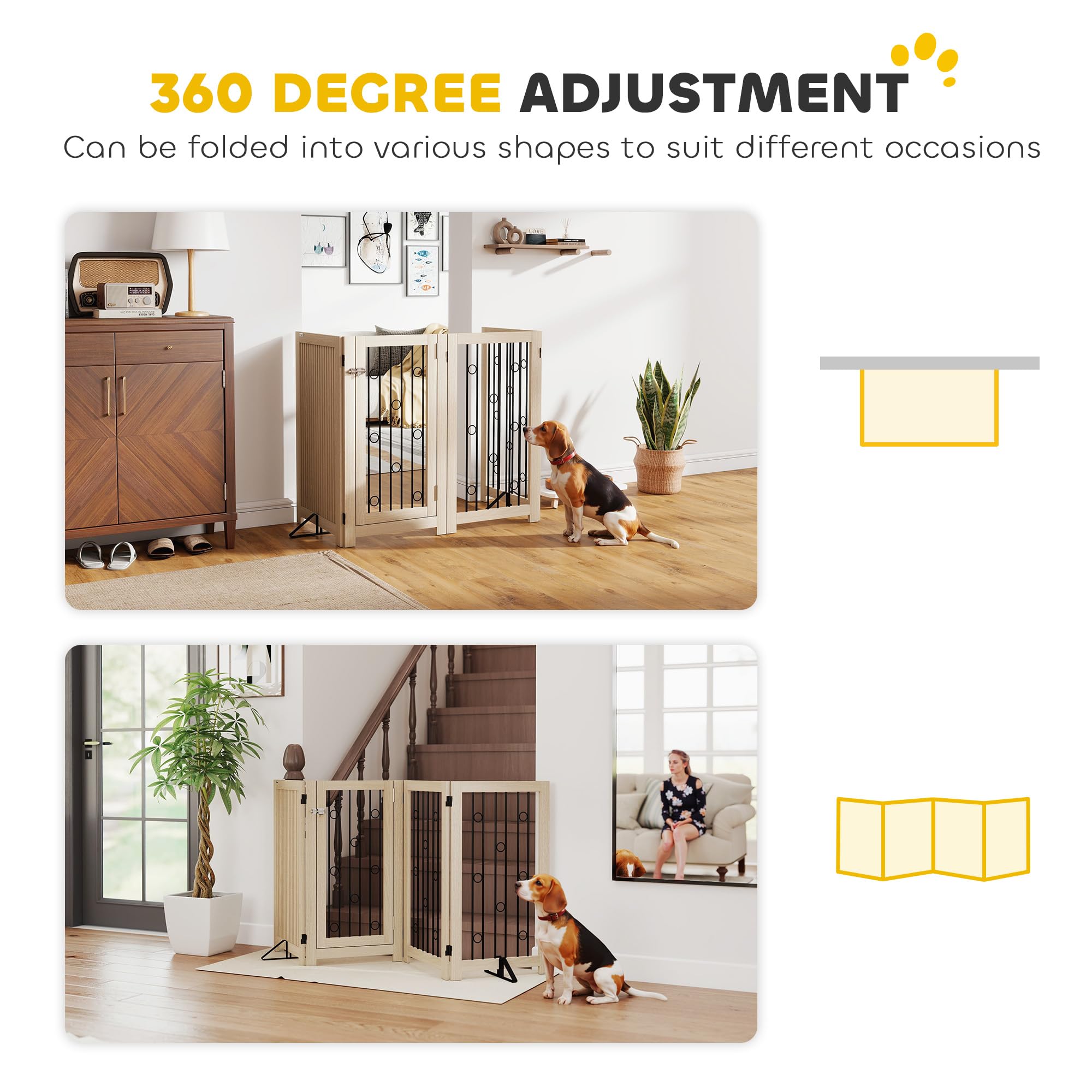 PawHut Składane ogrodzenie dla psa 4 panele 91,5x205 cm Dąb