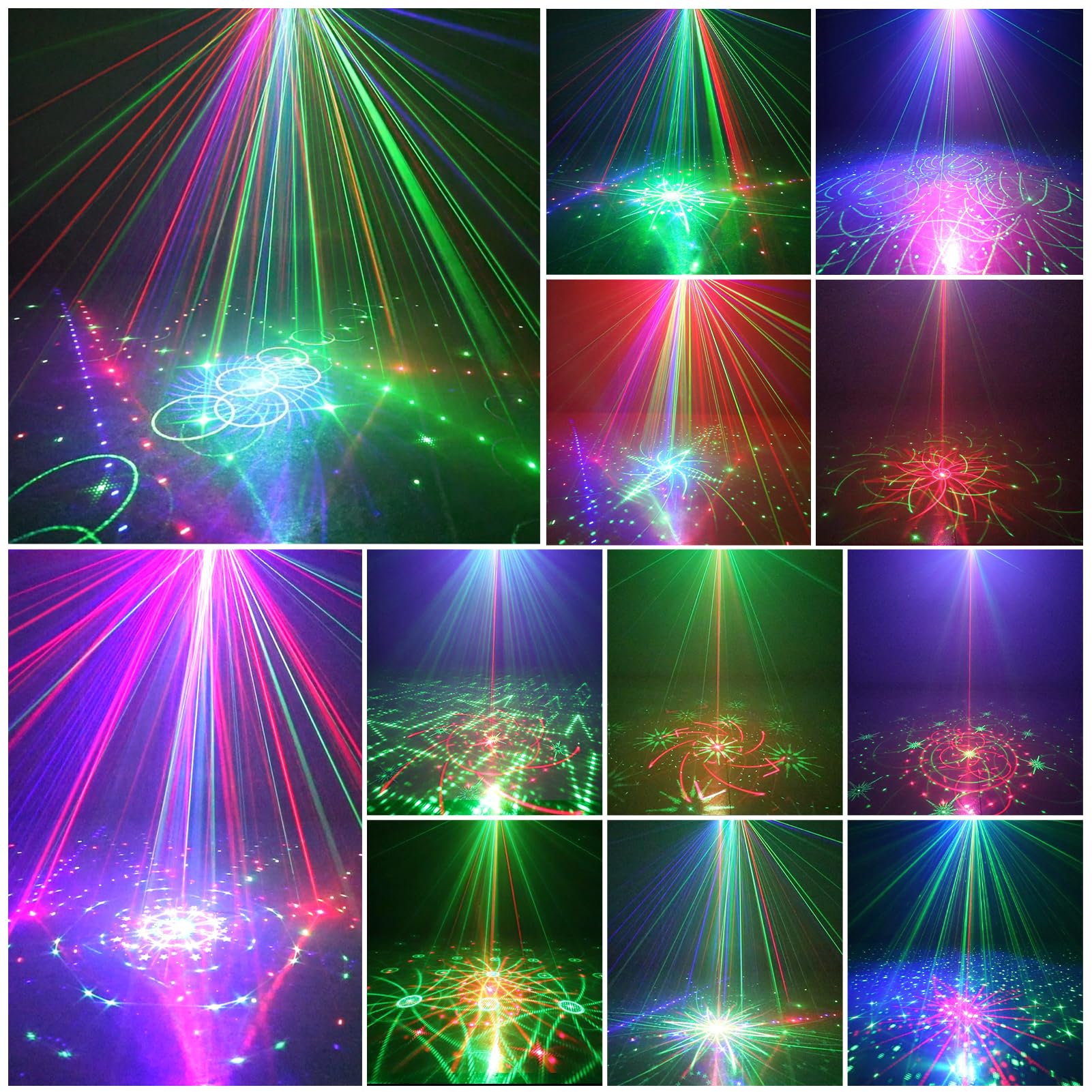 Fwiull Luce da discoteca per feste con telecomando, DMX controllata dalla musica, luce stroboscopica, proiettore DJ, luci LED RGB per Halloween, Natale, club (WRSL23)