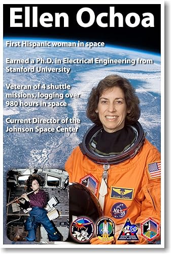 Miniatura 1 de Ellen Ochoa Facts - First Hispanic Woman in Space - Póster espacial de Astronauta de la NASA