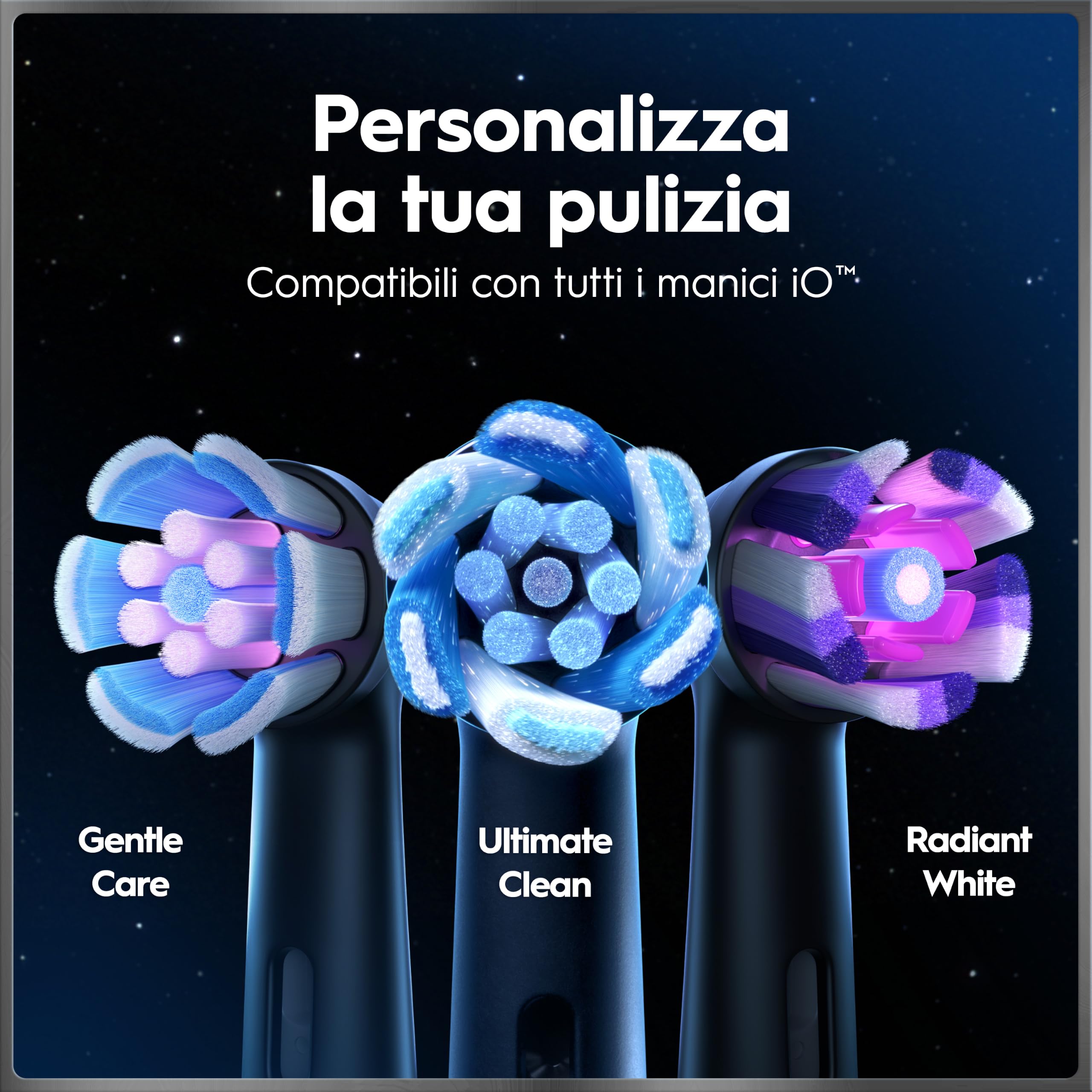 Oral-B iO 10 Spazzolino Elettrico, 3 Testine di Ricambio, Custodia, Nero - 3 Testina di Ricambio per Spazzolino Elettrico, Ricaricabile, Custodia da Viaggio Ricaricabile, Pulizia Denti Efficace