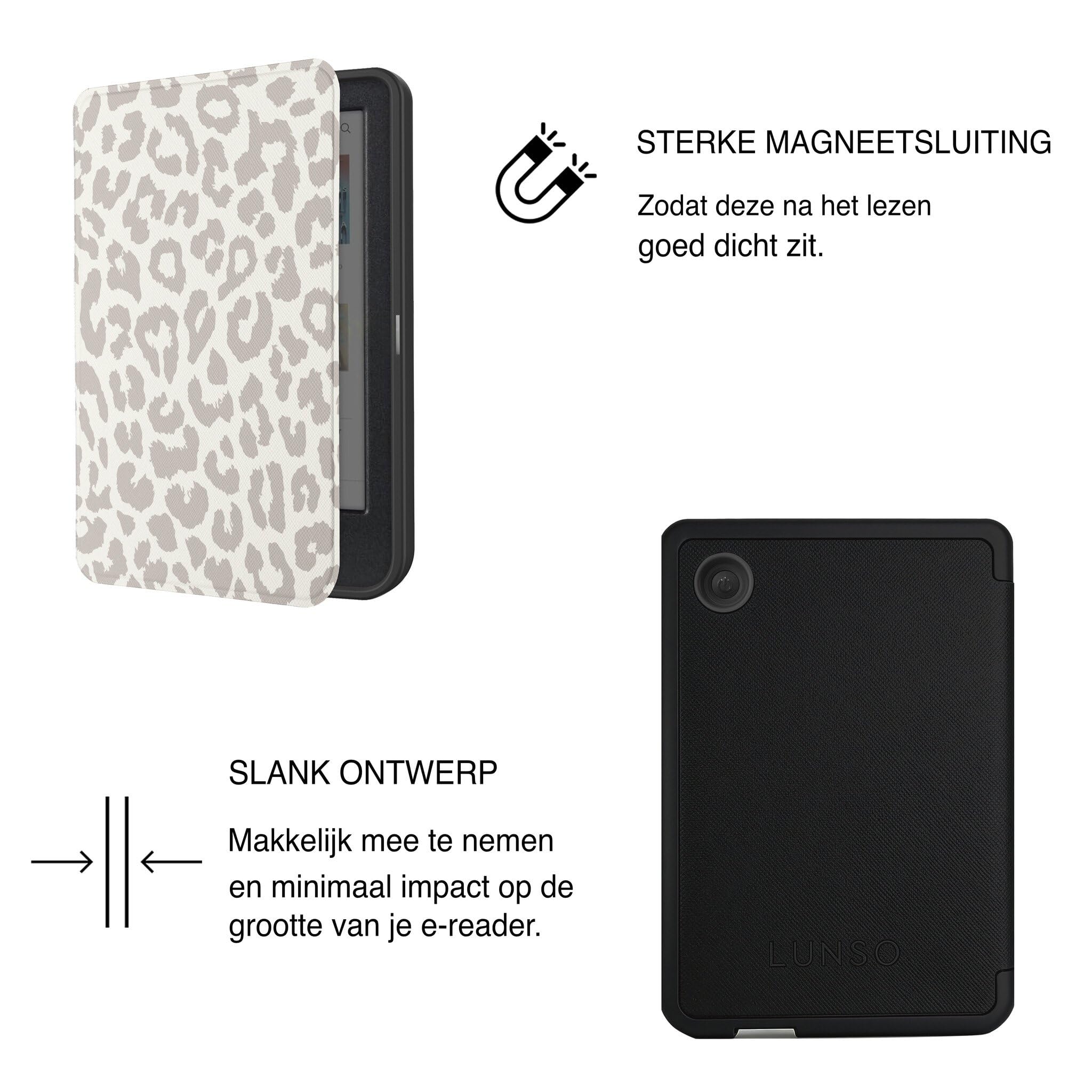 Lunso Compatible avec Kobo Clara BW/Clara Colour Case (6 pouces) - Housse Vegan Saffiano Cuir Sleep Cover - Calm Serengeti