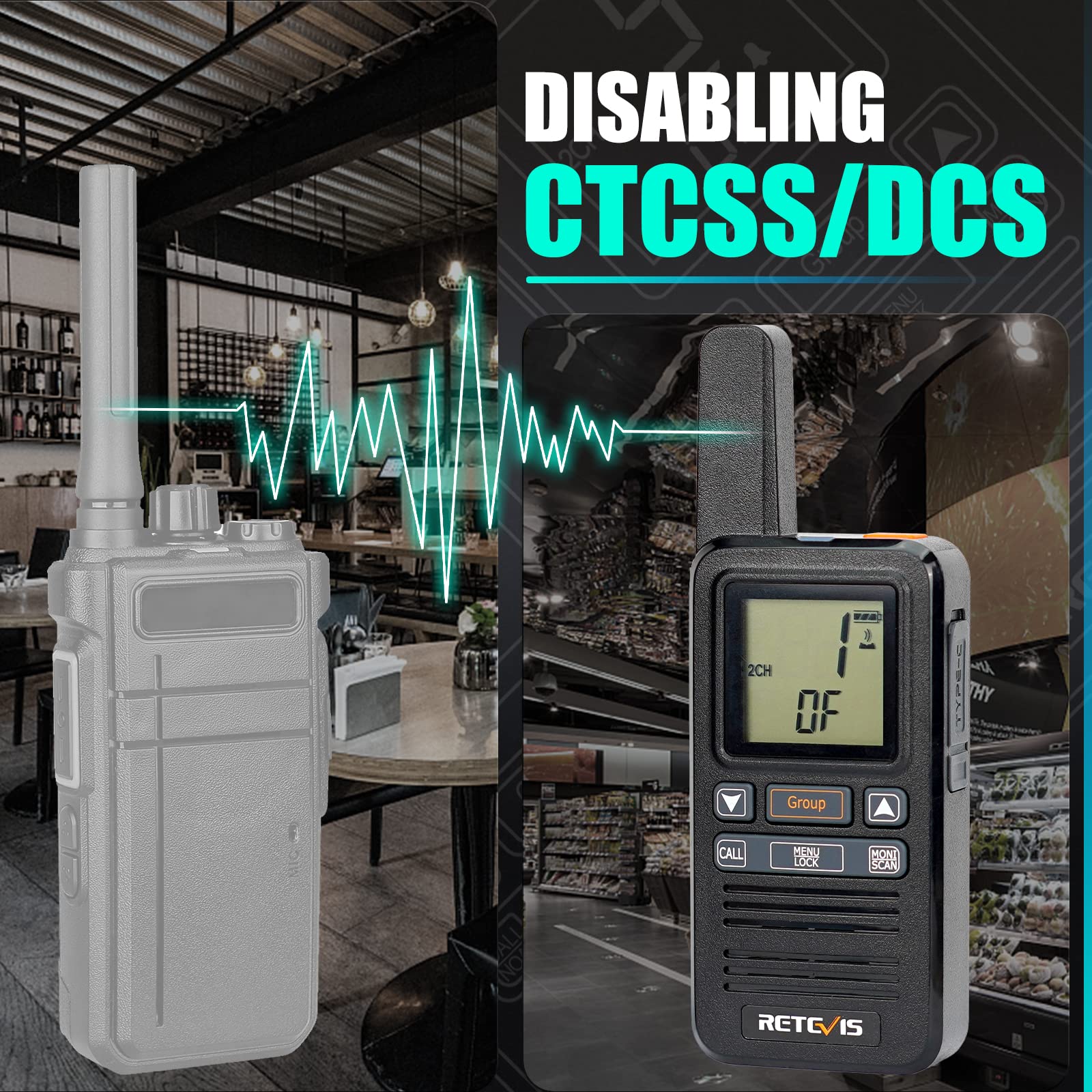Retevis RB667 Walkie Talkie con Auriculares, Recargable Walkie Talkie Professional 1600mAh, PMR446 Llamada de Grupo, VOX, Squelch, Radiocomunicación para Camareros, Restaurante (4 Pcs, Negro)