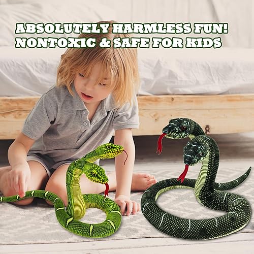 Miniatura 7 de YOHAKI Peluche de serpiente, 59 pulgadas, grande, lavable, gigante, suave y lindo, regalo infantil para niños y niñas, regalo de broma de fiesta de