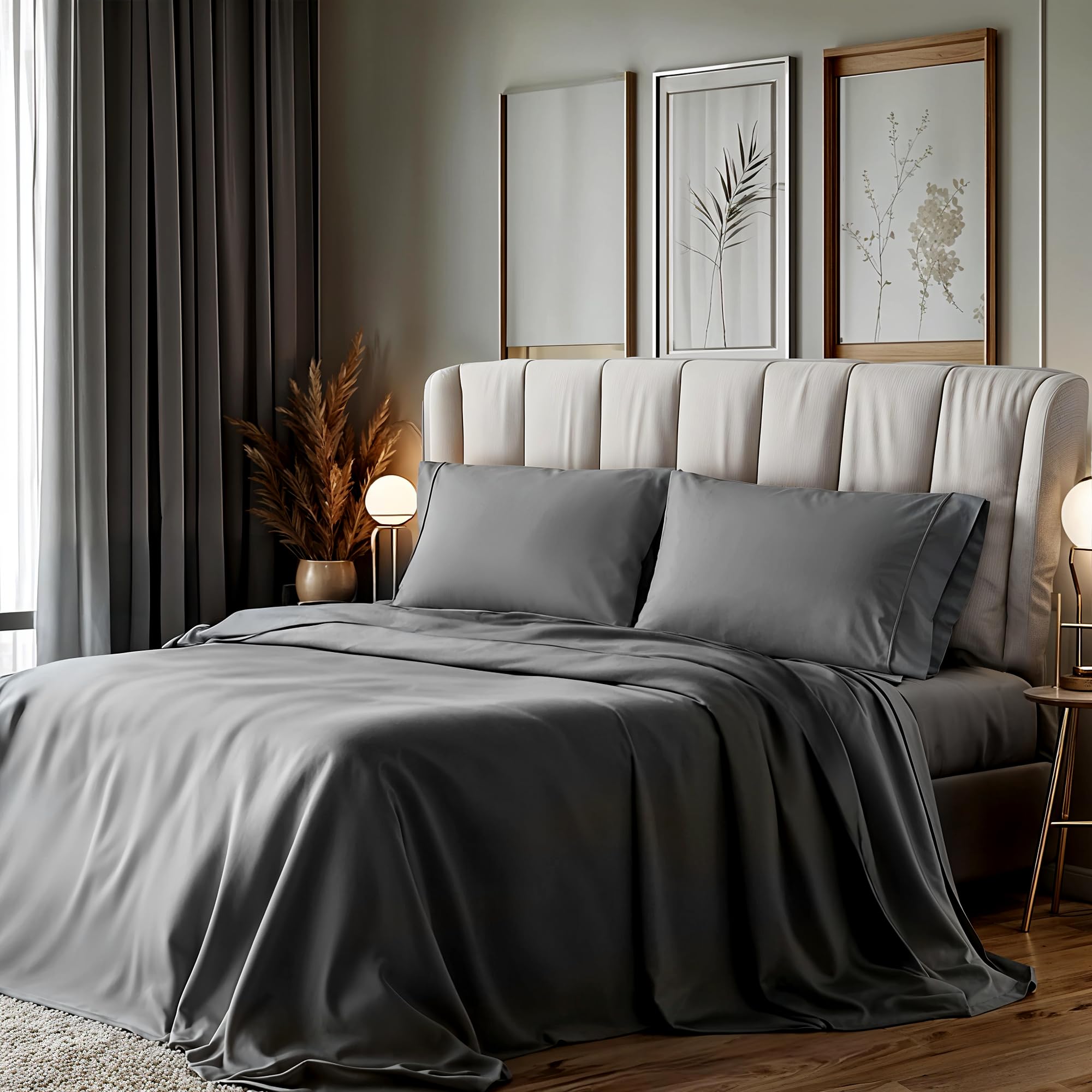Simple Deluxe Queen Size 4 Piece Bed Sheet Set Deep Pocket Lightweight Super Soft Easy Care Microfiber -