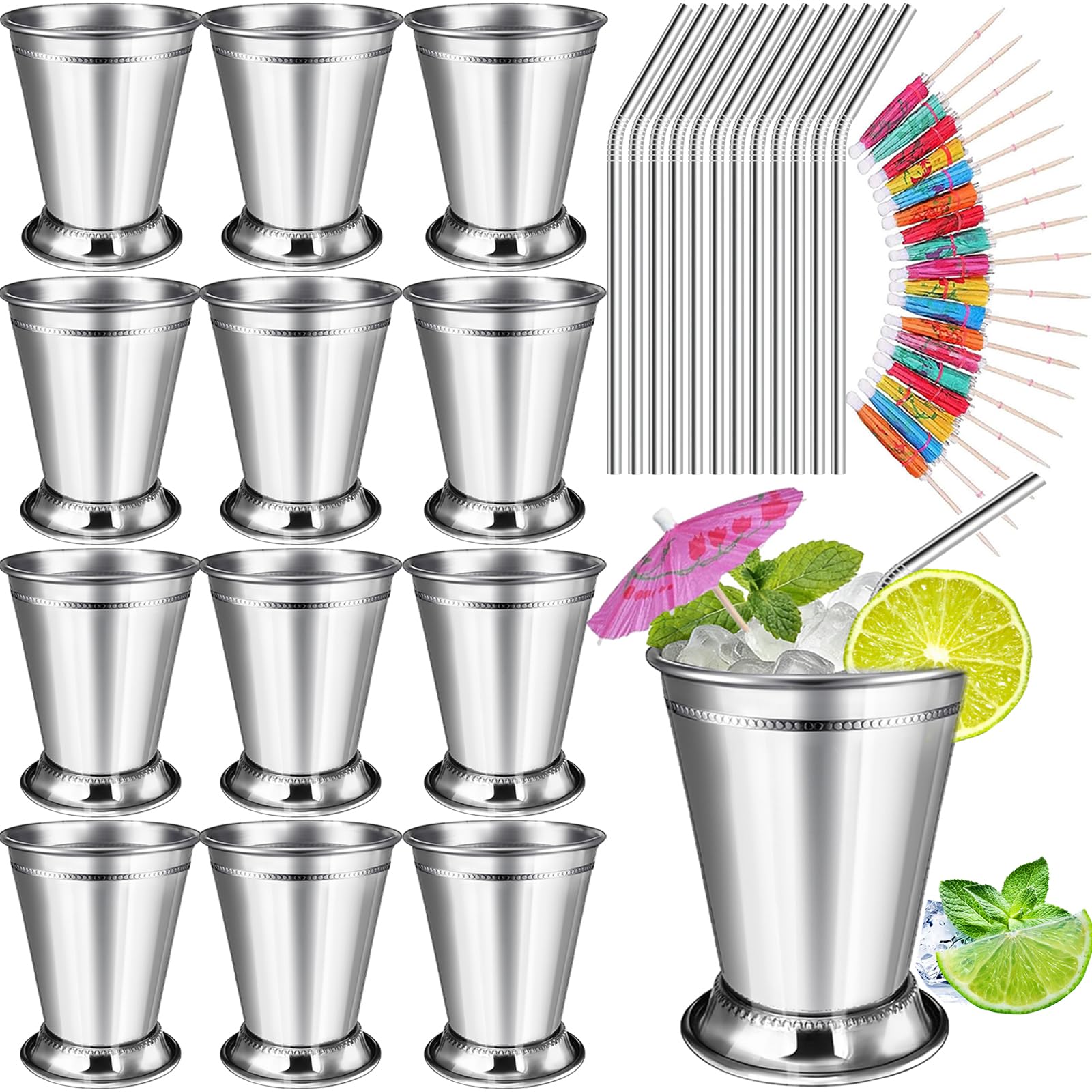 G*G様 ステンレススチール パイプセット セット1221 Amazon.com | LAIAMER 12 Sets Mint Julep Cups Silver with Straws 12
