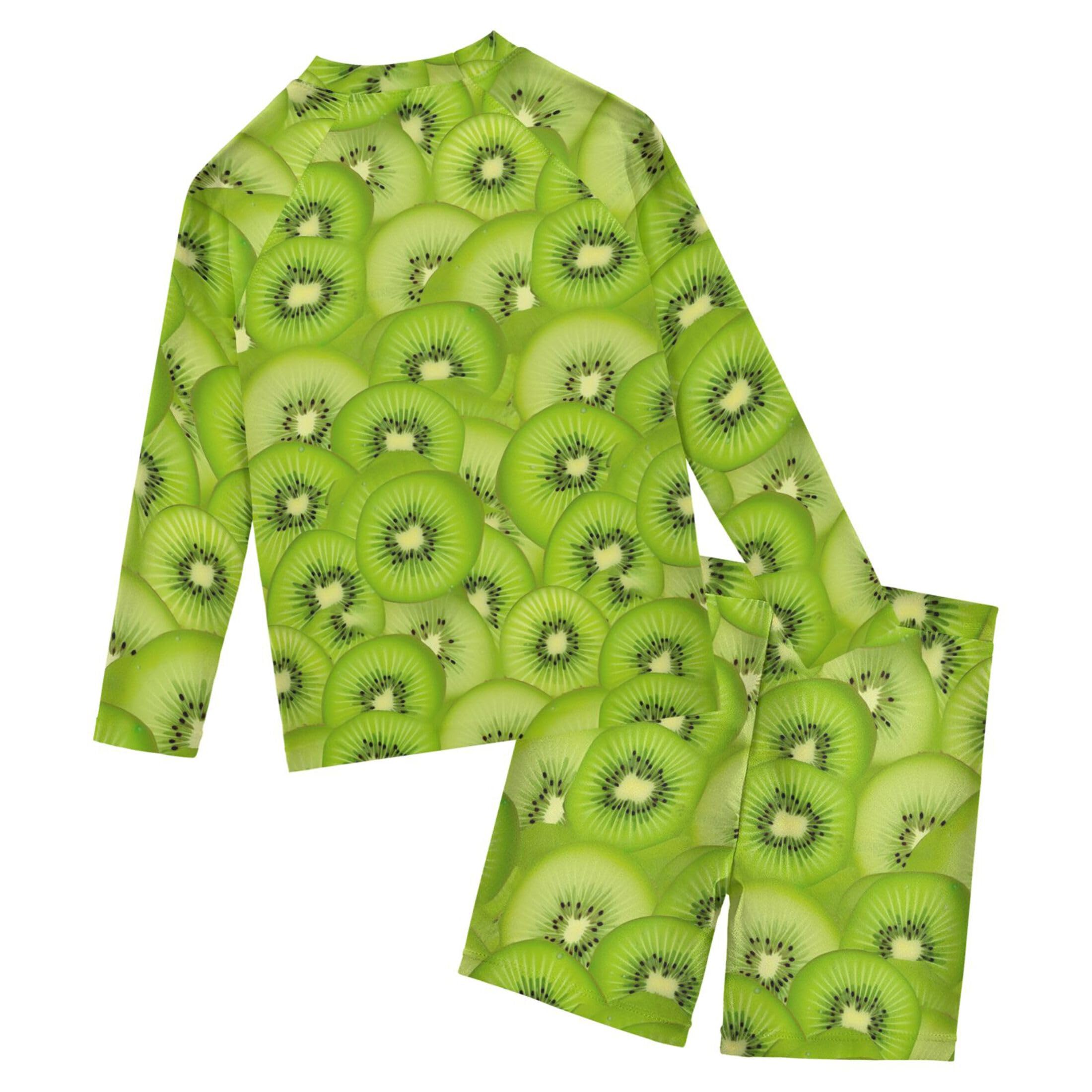 Kiwi Fruit Toddler and Baby Boys' 2-Piece Swimsuit Trunk, Long Sleeve Rashguard Bathing Suit B0403744