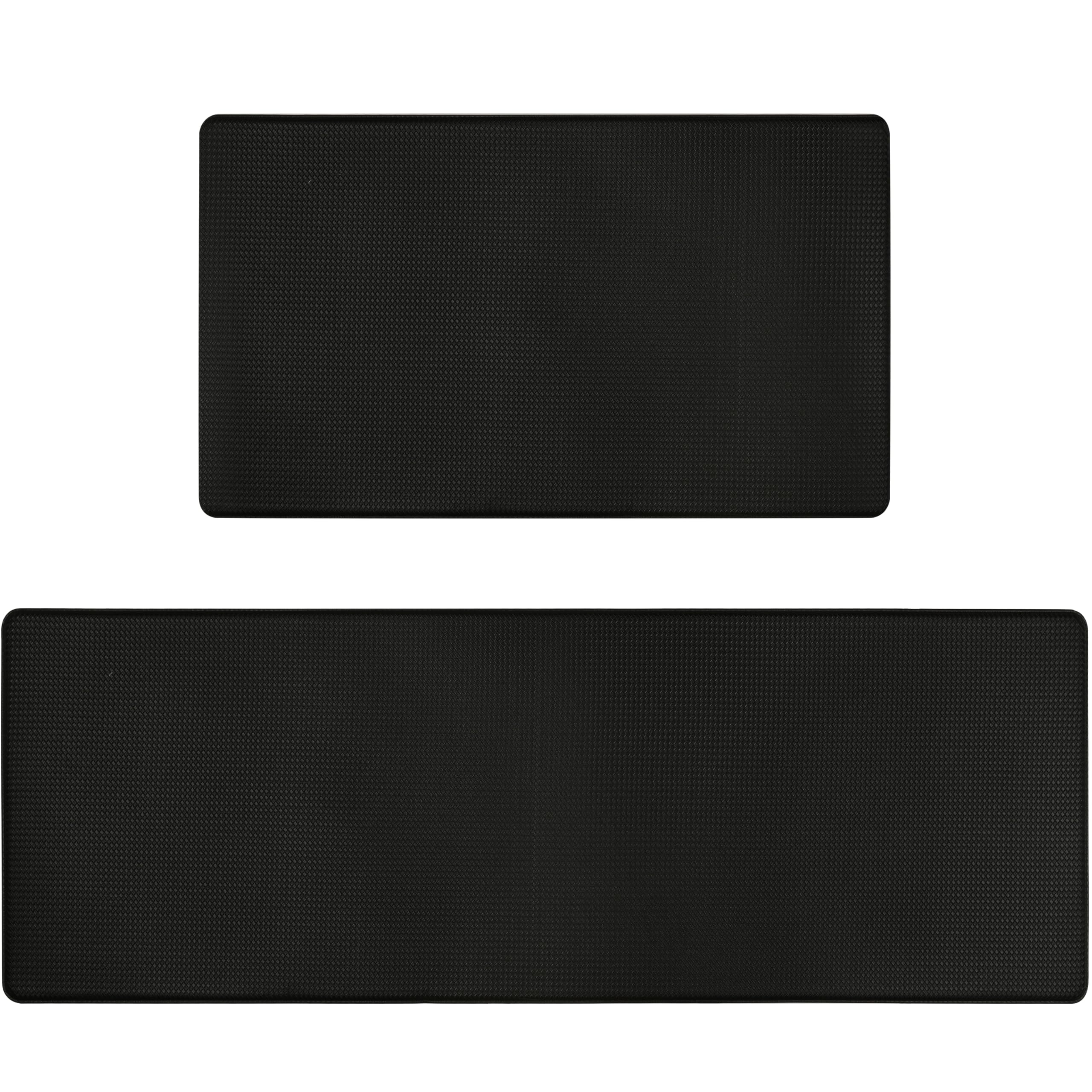 LUA VIKA Alfombra Cocina Lavable Antideslizante Pack de 2 - Tapete Cocina Impermeable, Duradero y Fácil de Limpiar, Alfombra antifatiga, Alfombrilla Cocina PVC Resistente, 44x75 cm + 44x120 cm, Negro