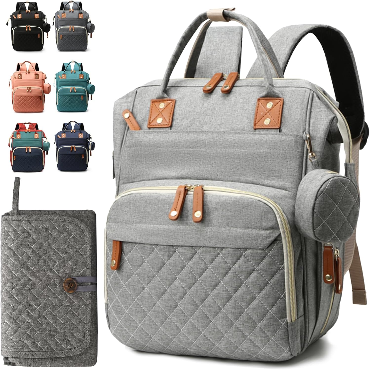 Diaper Bag Backpack for Girls Boys: Gray Toddler Diaper Bag with Changing Pad Baby Backpack Diaper Bag for Mon Dad Newborn Cute Mochila Pañaleras para Bebe Niña Niño Baby Registry Search Essentials Diaper Bag Backpack for Girls Boys: Gray Toddler Diaper Bag with Changing Pad Baby Backpack Diaper Bag for Mon Dad Newborn Cute Mochila Pañaleras para Bebe Niña Niño Baby Registry Search Essentials