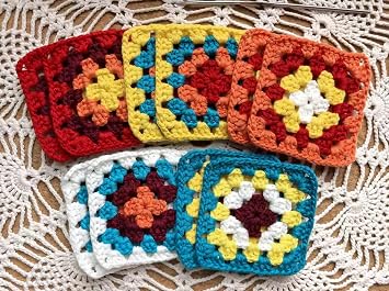 Crochet Granny Square Doily Appliques Embellishments, Scrap Booking, Small Wedding Favors Red