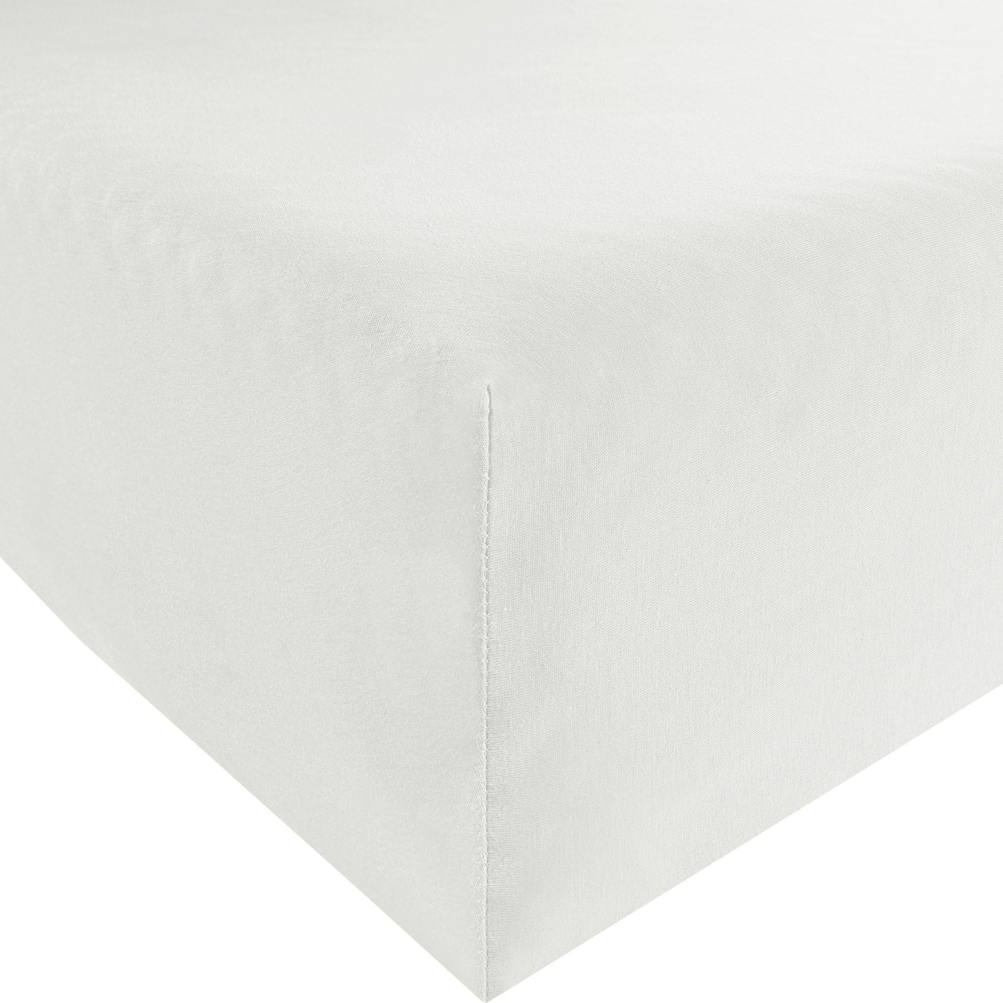 Erwin Müller Spannbettlaken Single-Jersey Multi-Stretch Regensburg Weiss Größe 90x190 cm - 100x220 cm - unglaublich weich, hohe Elastizität, langlebig, mit Rundumgummi