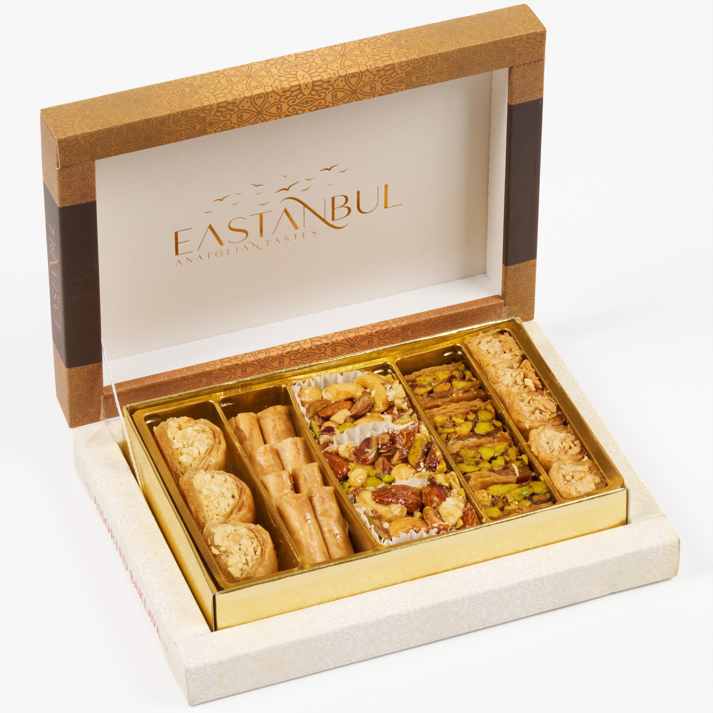 Eastanbul Baklava, 8.8oz, Baklava Pastry, Pistachio Gift Box, Middle Eastern Sweets, Premium Gourmet Desserts, Pistachio & Cashew Rich Pastry, Dulces Arabes, Arabic Sweets, Turkish Gifts