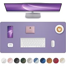 Leather Desk mat Protector,Mouse Mat,Non-Slip PU Leather Desk Blotter,Laptop Desk Pad,Waterproof Desk Cover mat for Office and Home 80 x 40,Light Purple