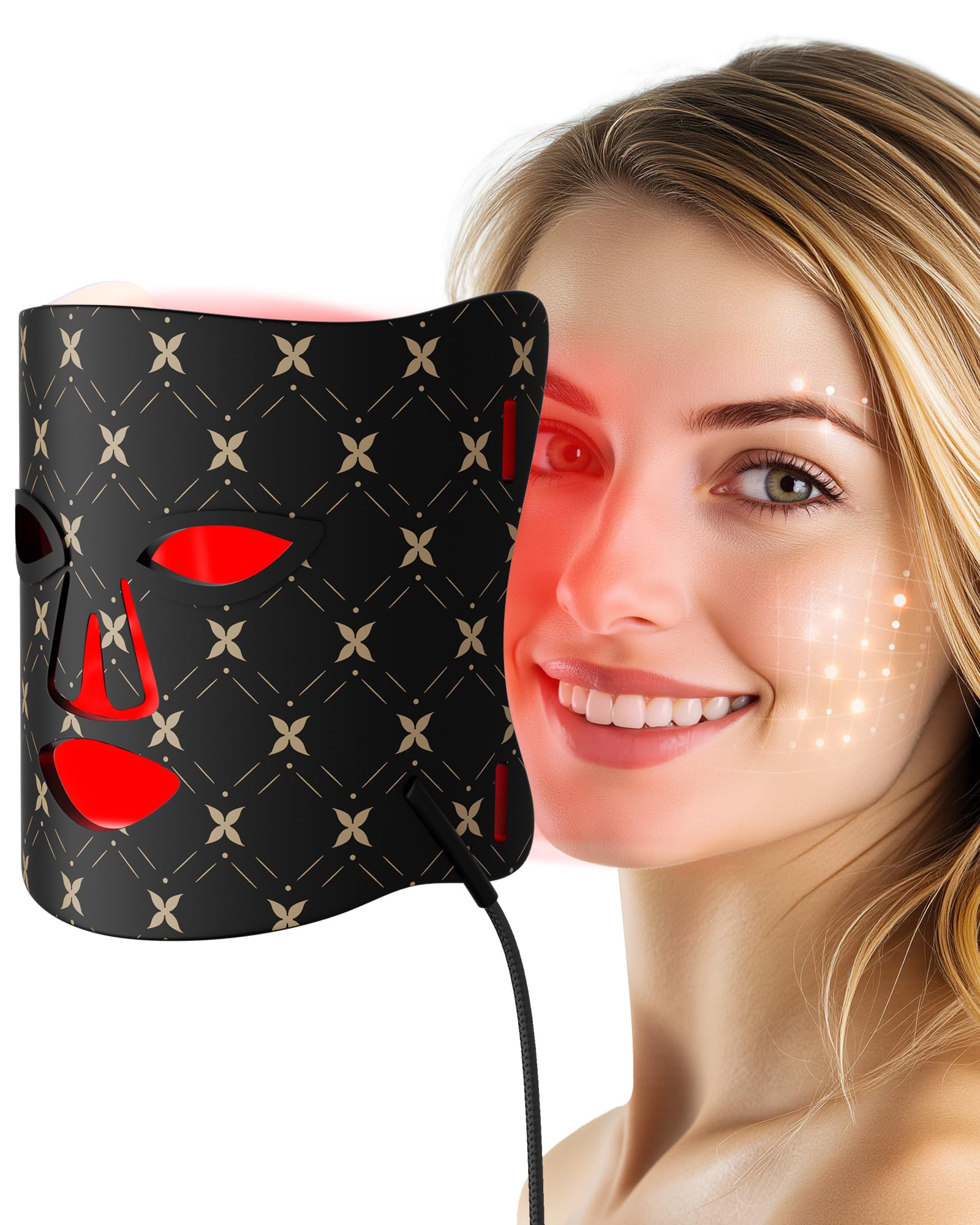 tinkoola Red Light Therapy for Face,LED Face Mask Light Therapy,630nm & 830nm Wavelength 2500mAh,Battery,Remote Control,Infrared Red Light Therapy Mask