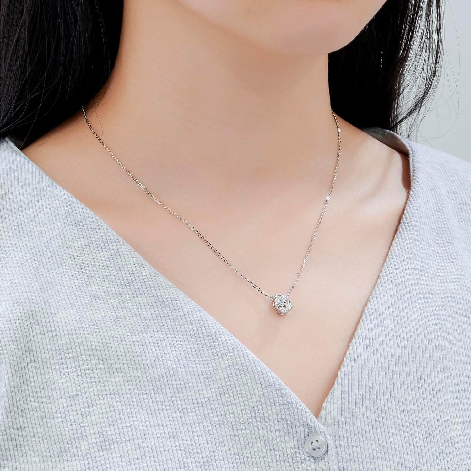 GIGAJEWE Blue Green Color Moissanite Necklace 18K White Gold Plated 925 Silver Moissanite Necklace With Certificate Diamond Test Passed Jewelry For Woman