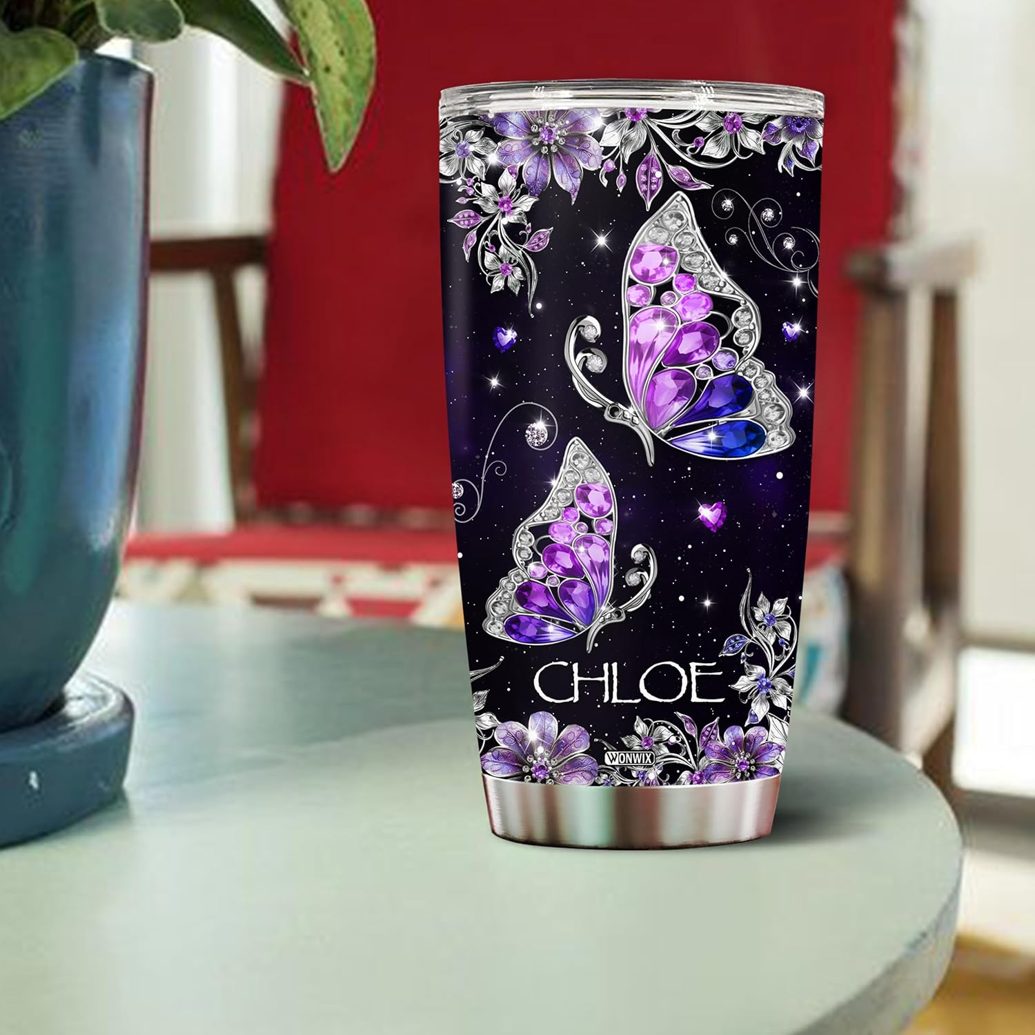 Personalized Butterfly Gift For Girls Mom Wife Women Adults Butterflies Lovers Coffee Mugs Water Bottle Travel Mug Mothers Day Birthday Christmas Valentine 20oz Stainless Steel Cup With Lid