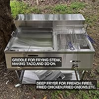 Vista 6 de LetFeng - Freidora y carrito de plancha de acero inoxidable, freidora de un solo tanque con plancha de 20 pulgadas, 2 cestas de freidora de propano