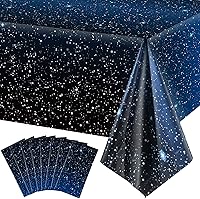 Vista 9 de 1 mantel espacial de noche estrellada, decoración de mesa de galaxia de plástico, suministros de fiesta temática de estrellas espaciales