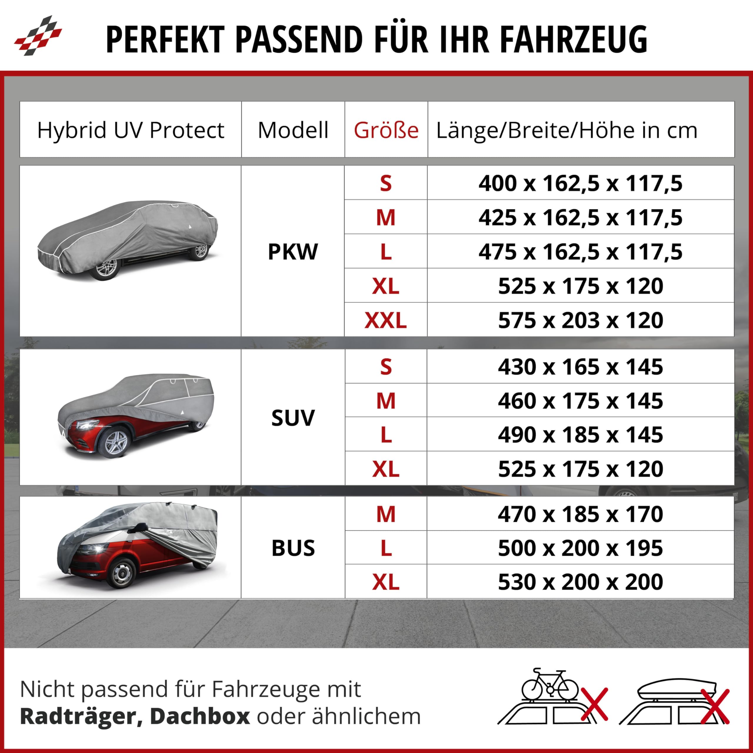 WALSER Auto plandeka przeciwgradowa Hybrid UV Protect SUV, osłona przeciwgradowa wraz z zestawem mocującym, pokrycie samochodu grad, rozmiar: XL