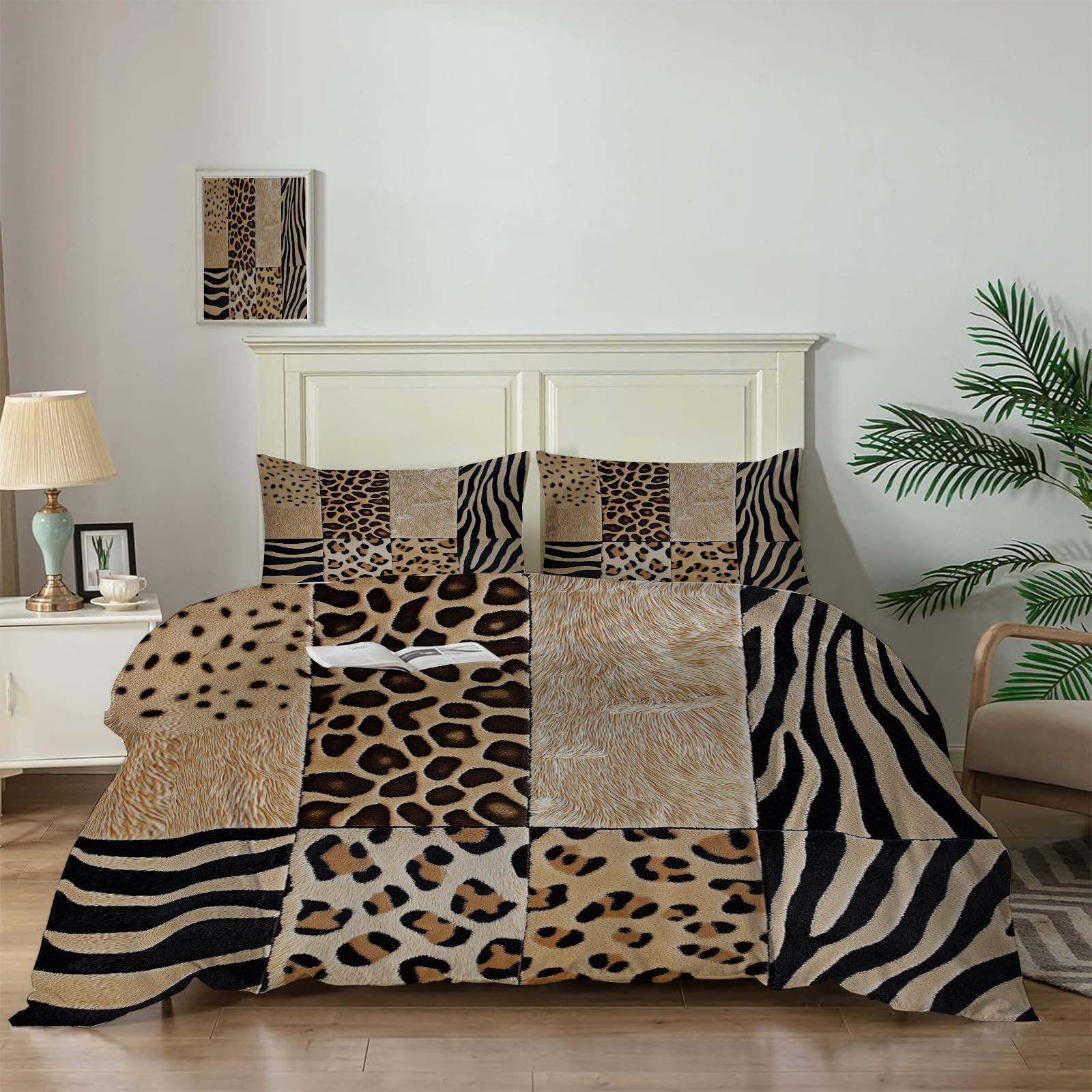 Funda Nórdica Cama, Patrón De Tigre Cebra Funda Nórdica Doble 200X200Cm, Estampado De Moda Patrón Microfibra Funda Edredon 3 Piezas Compuesto por 1 Funda Nórdica Doble 200X200Cm