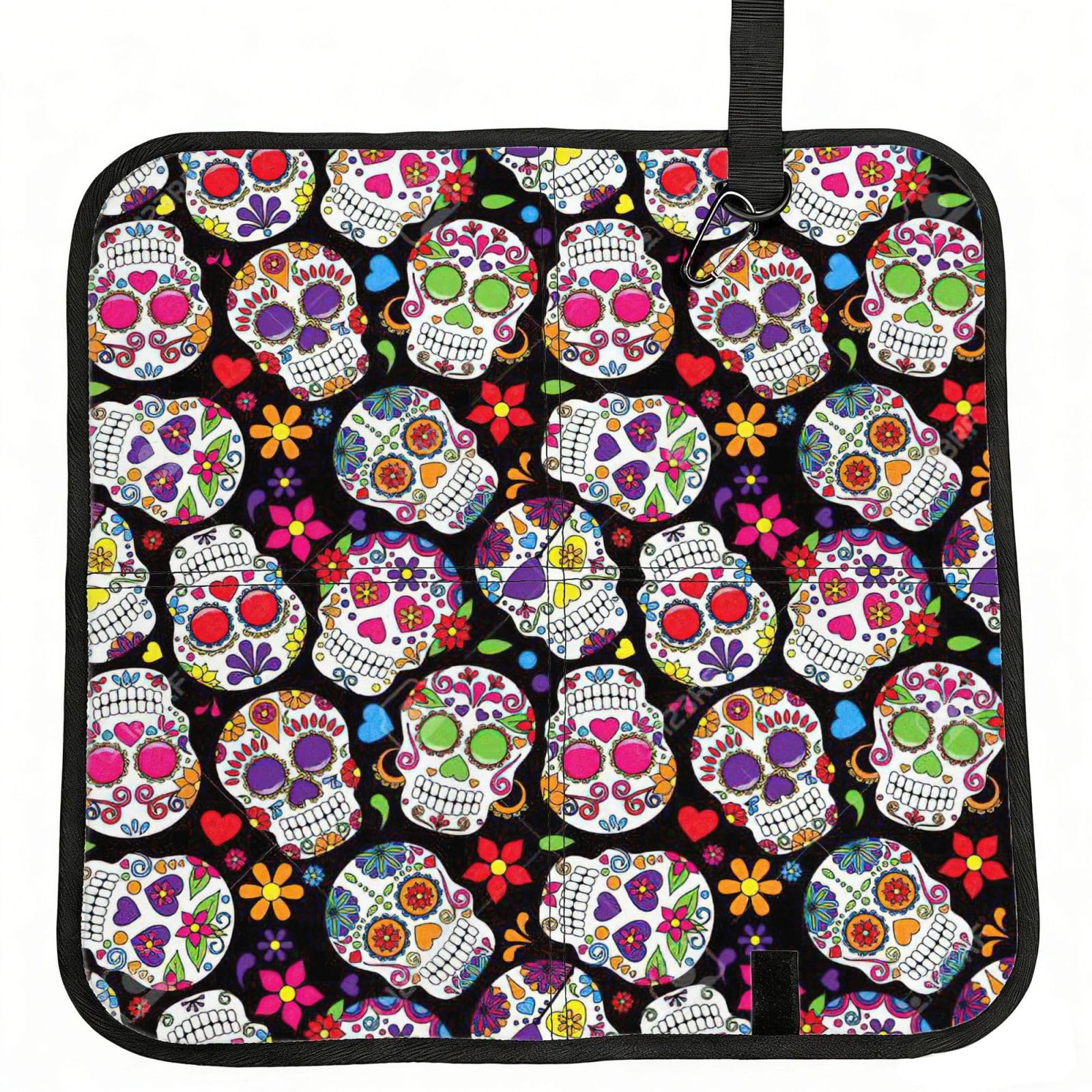 VCzsdff Skulls Print Portable Seat Cushion Folding Bleacher Pad Compact Picnic Sitting Mat Polyester 40cm
