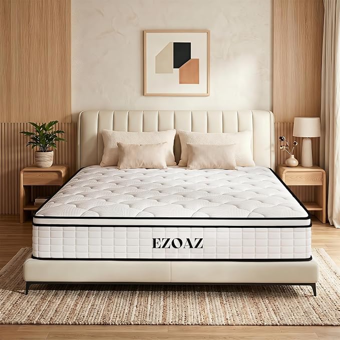 EZOAZ 10 Inch Full Hybrid Mattress, Cooling Gel Memory Foam & Motion Isolatin Pocket Springs, Medium Firm Support for Back Pain Relief, Motion Isolation, Oeko-TEX, Mattress in a Box, 30-Night Trial