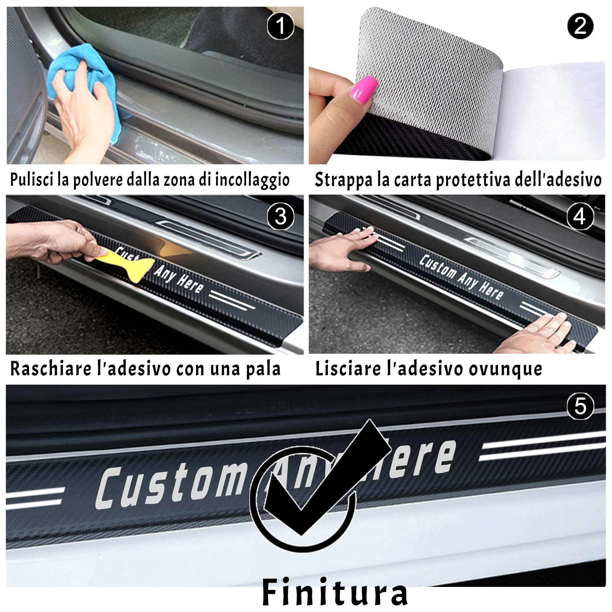 Strisce Protettive Battitacco Auto Personalizzabile – Adesivo Soglia Porta in Fibra di Carbonio, Protezione Antigraffio per Bagagliaio e Portiere