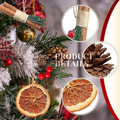 Miniatura 4 de Liliful 30 piezas de decoraciones para árbol de Navidad, rodajas de naranja natural secas, conos de pino natural, adornos rústicos a granel de anís