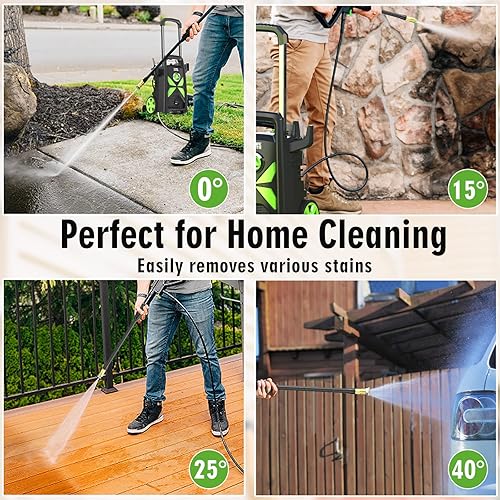 Miniatura 6 de 2800 Max PSI 2.4 GPM Lavadora eléctrica con mango telescópico, lavadora de autos con 4 boquillas de conexión rápida, cañón de espuma, para