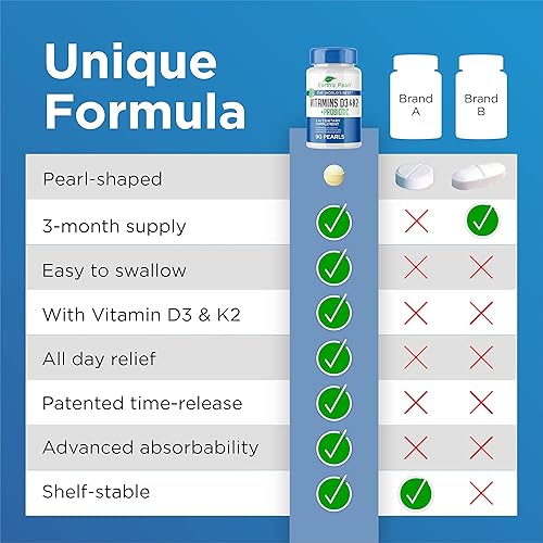 Miniatura 5 de Earth's Pearl Vitamina D3 K2 5000 UI - Probióticos de vitamina K2 D3 3 en 1 para mujeres y hombres - Suministro de 90 días Suplemento de vitamina K2