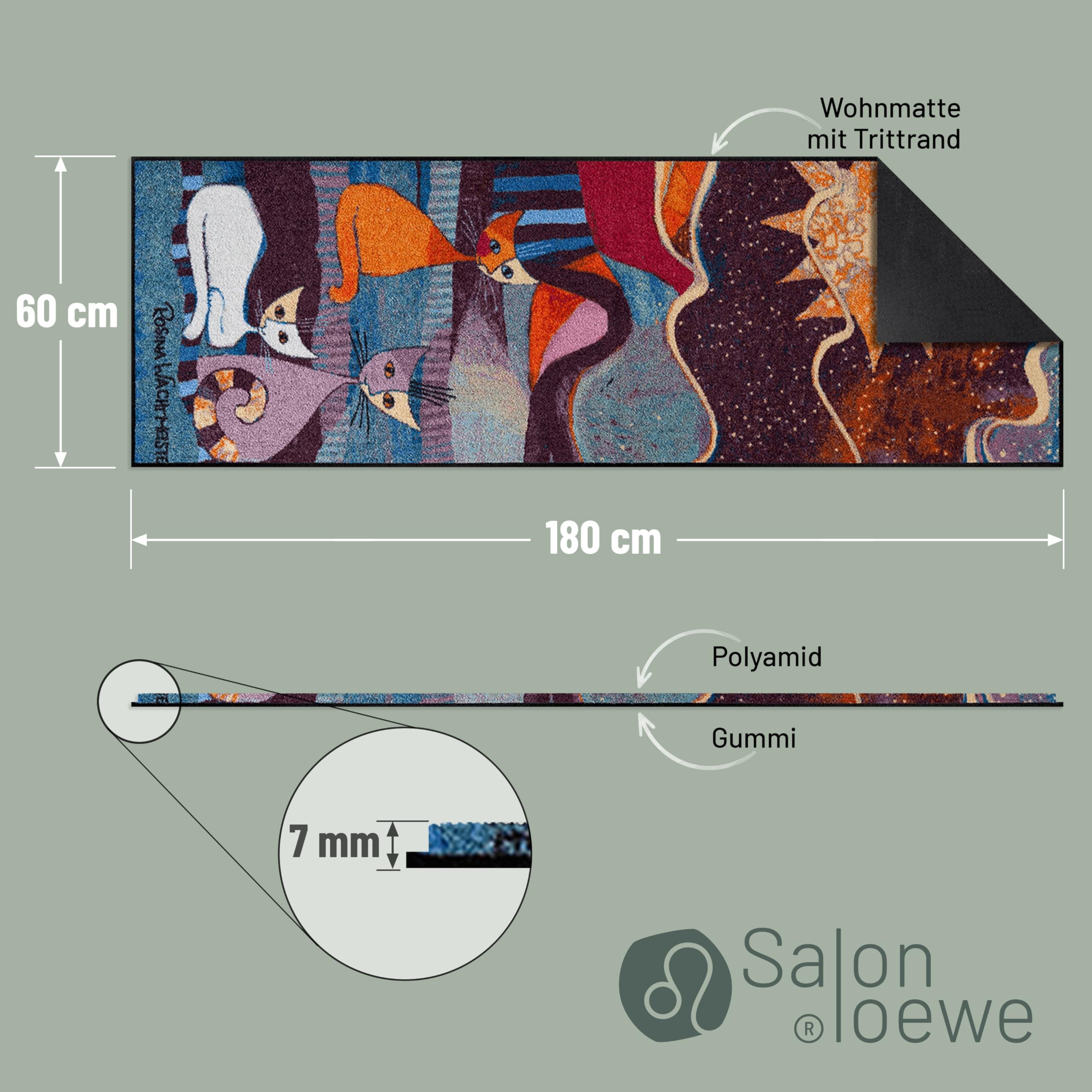 Salonloewe Rosina Wachtmeister Fußmatte Lifestyle Le Onde 60x180 cm Flur-Läufer Wohn-Teppich Katzen bunt Designer