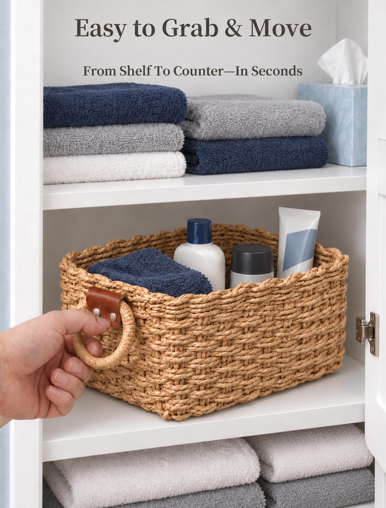 Small Wicker Baskets - 3 Pack for Shelves -5 Small Wicker Baskets - 3 Pack for Shelves -5
