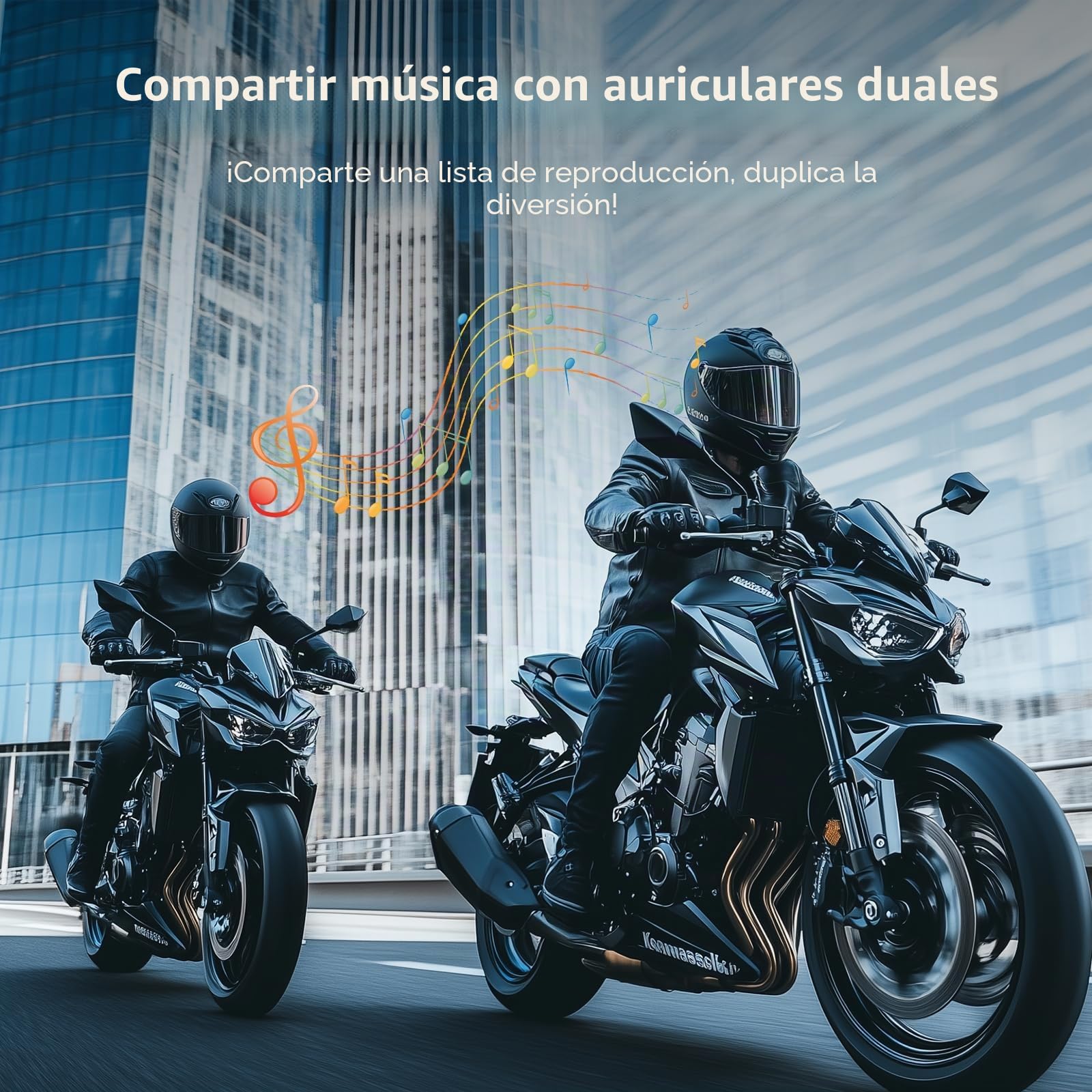 Auriculares Casco Moto,Intercomunicador Casco Moto H9 Sistema de Comunicación Inalámbrica Bluetooth 5.1 con Compartición de Música y Asistente de Voz (2 Piezas)