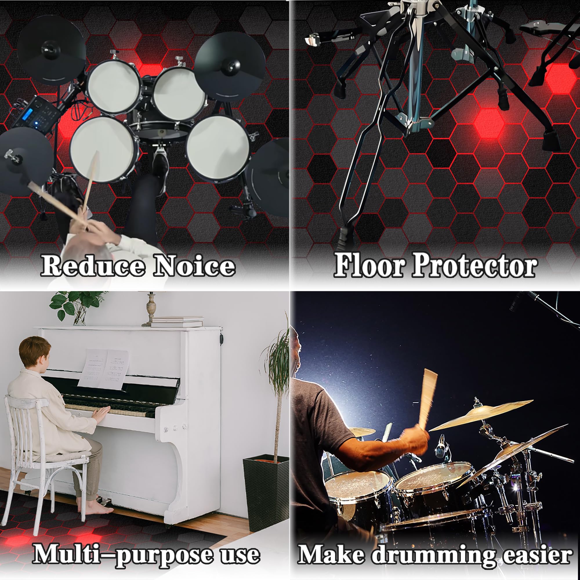 150 x 120 cm Schlagzeugteppich Drum Teppich Schallschutz Akustik Teppich Schallschutzmatte Drum Rug Drum Matte Drumteppich rutschfeste Trommel Teppiche, Für Bass Drum Snare Schlagzeug Teppich