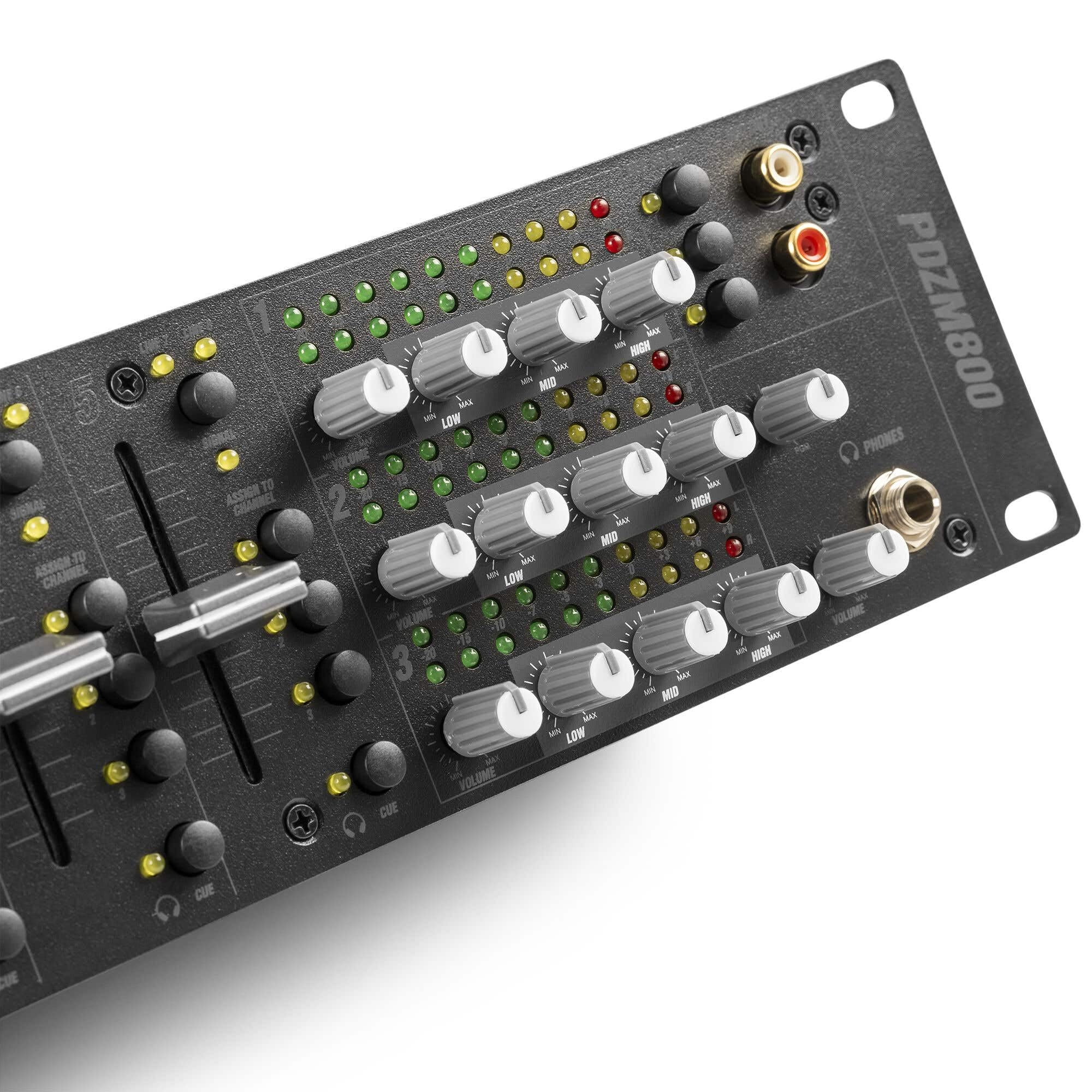 Power Dynamics PDZM800 Audio Mischpult 3-Zonen Mixer für Lautsprecher Installationen - DSP, 5 Input + 2 MIC Input Kanäle, Talkover, CUE, 19" Rack 2U, XLR, Klinke, +48V Phantom