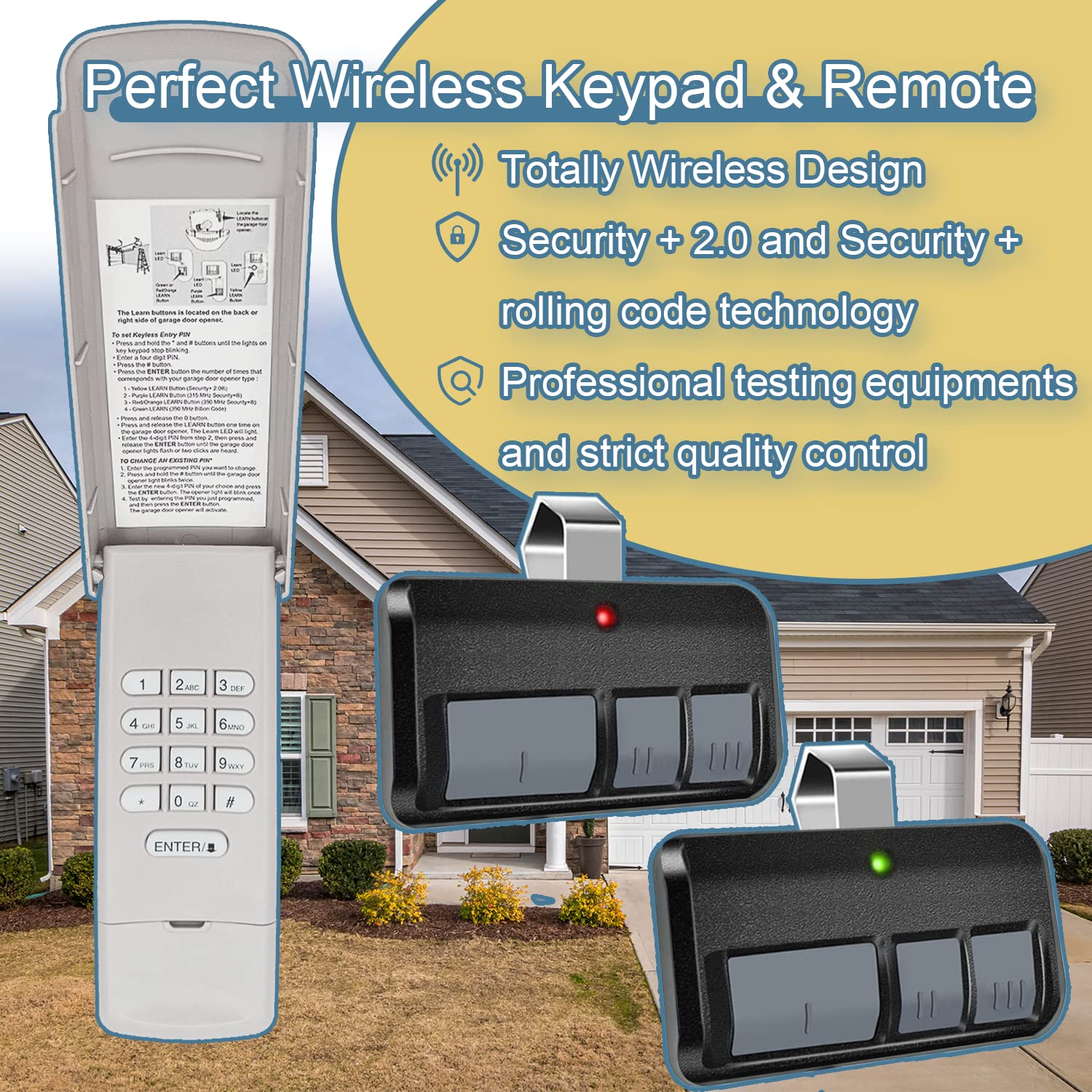 LiftMaster Garage Door Opener Keypad & Remote Kit - 877MAX Keypad & 2x 893MAX Remotes, Replace 878MAX 376LM 893LM Etc. - View #2
