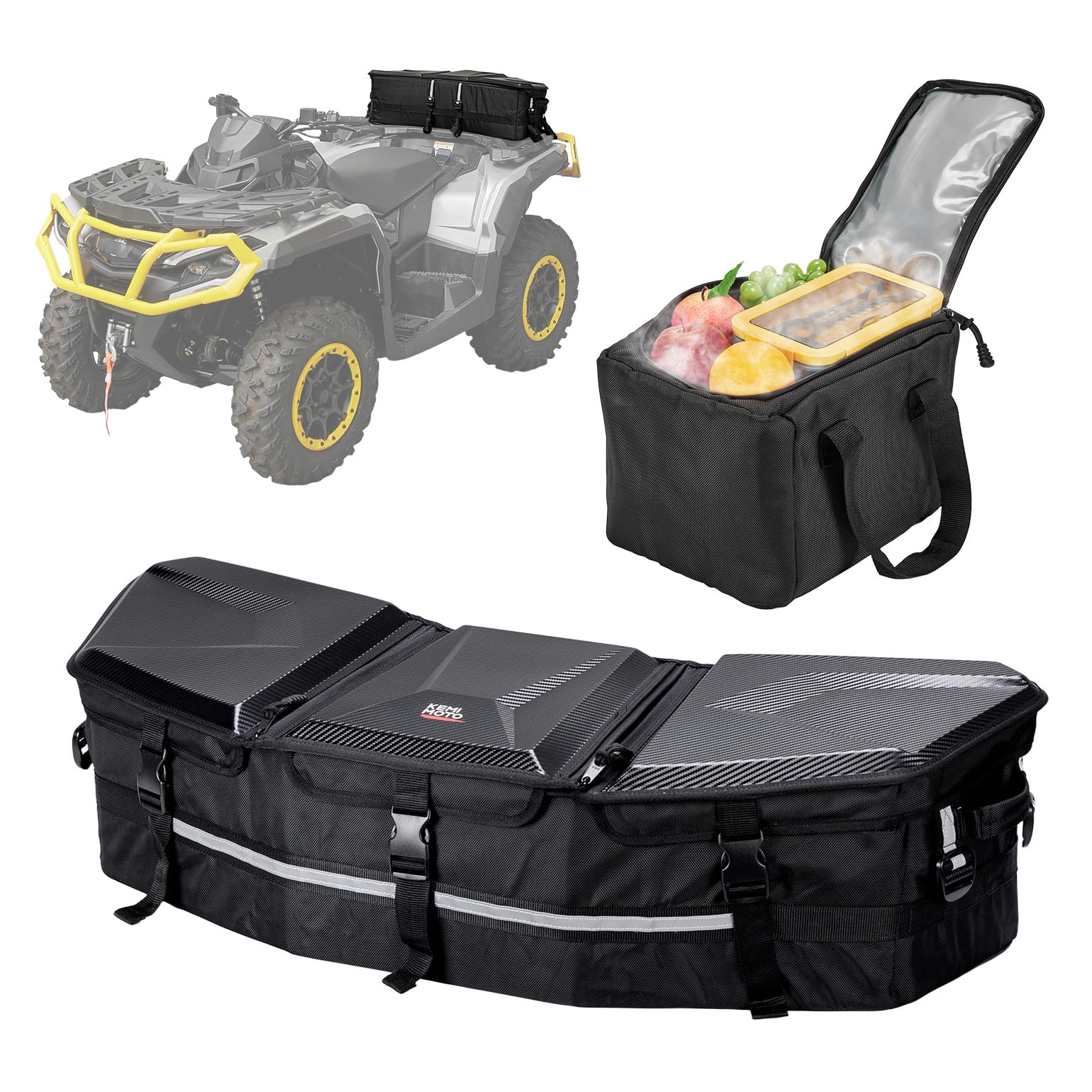 KEMIMOTO Upgraded ATV Cargo Bag, 50L ATV Front/Rear Rack Toolbox