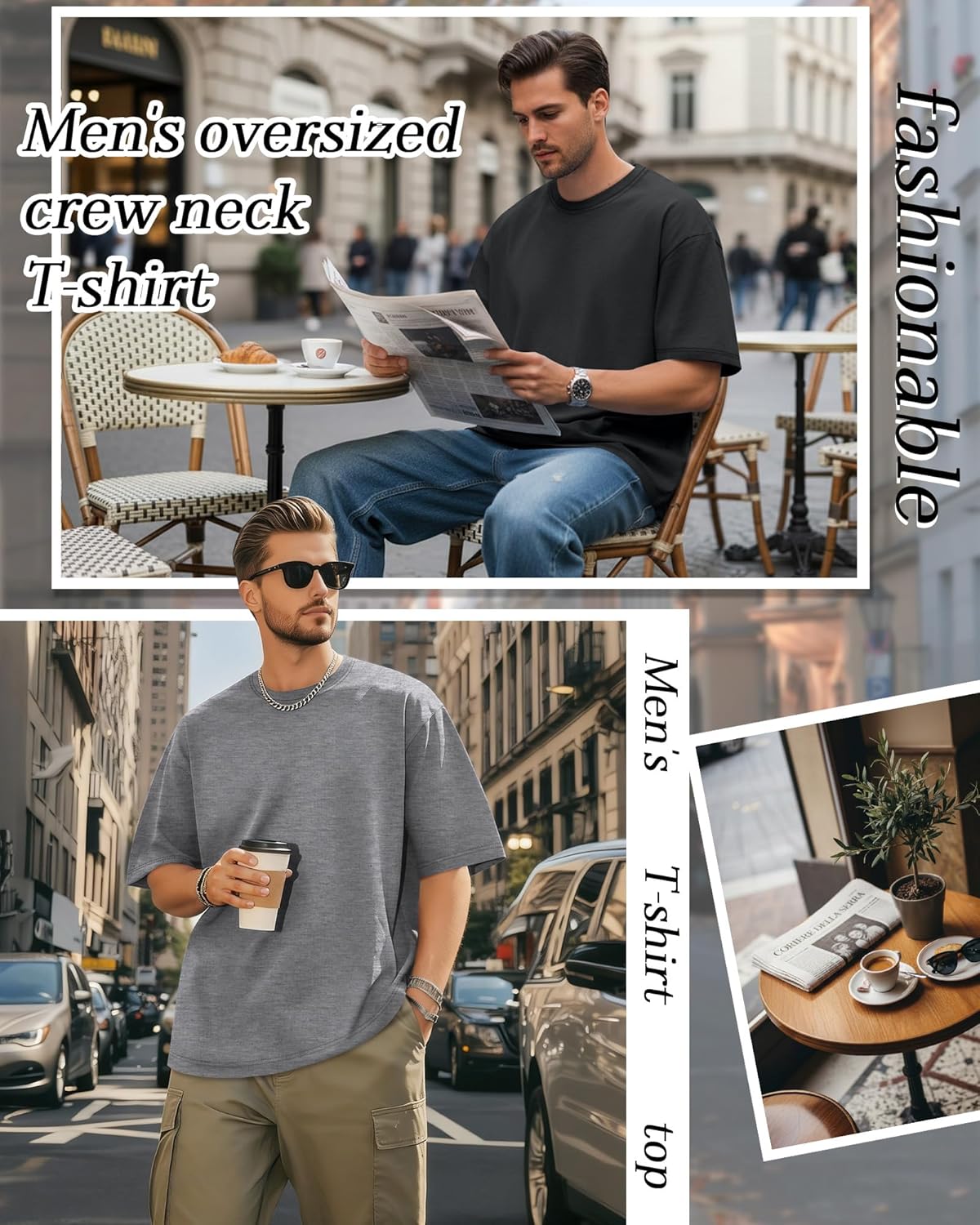 4 Pack Men's Oversized T-Shirts Baggy Short Sleeve Crew Neck Basic Tees Tops Casual... - Image 2