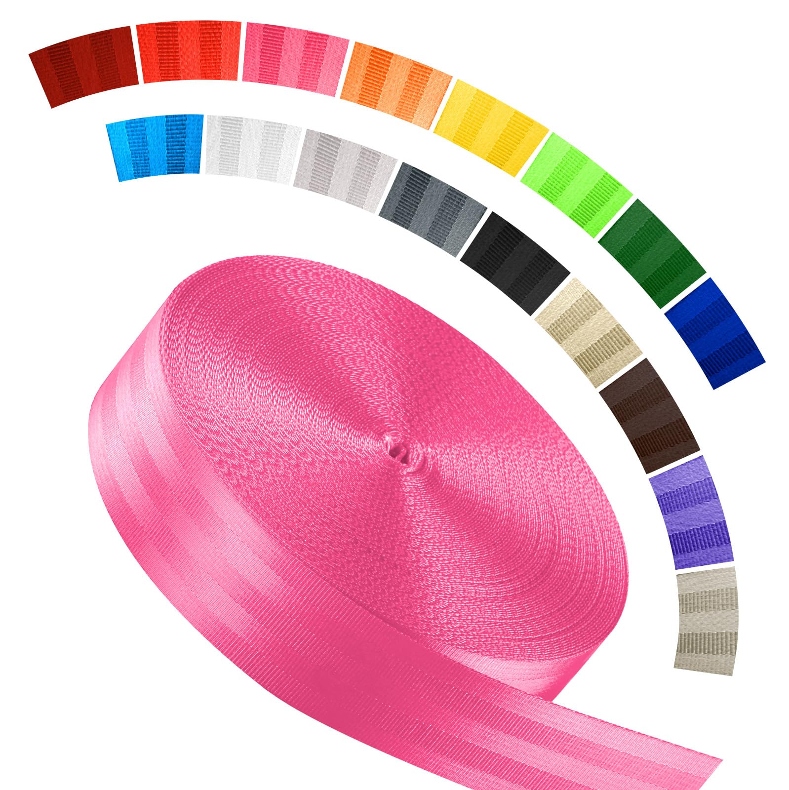 Polyester Webbing Strap 16+Colors – 1"&amp;1.5"&amp;1.9" – 16.5 25 33 55 Yards Heavy Duty Webbing Roll, Flat Webbing Strap for Indoor&amp;Outdoor Gear, DIY Crafting, Repairing