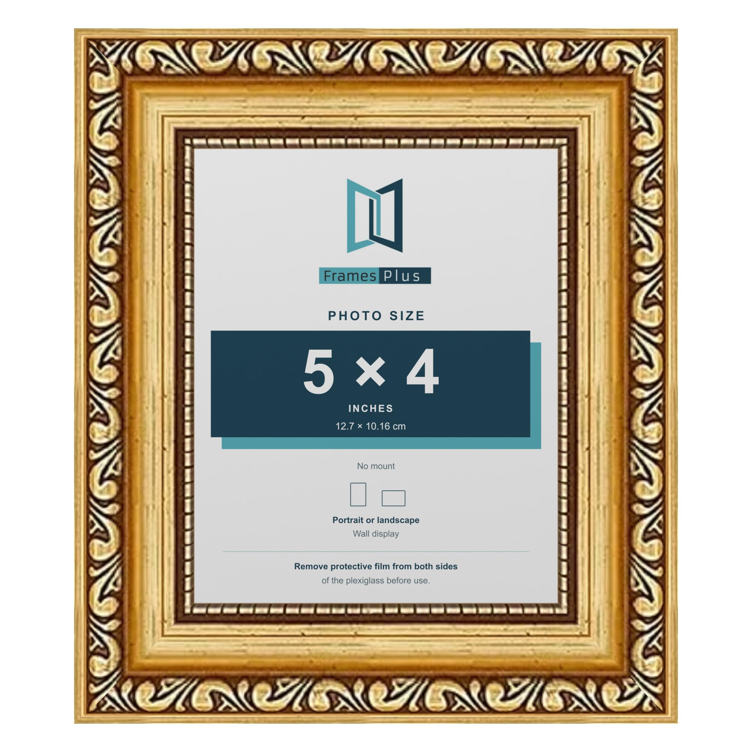 FramesPlus ORNATE Shabby Chic 5x4 Picture Frame, Gold — image 1