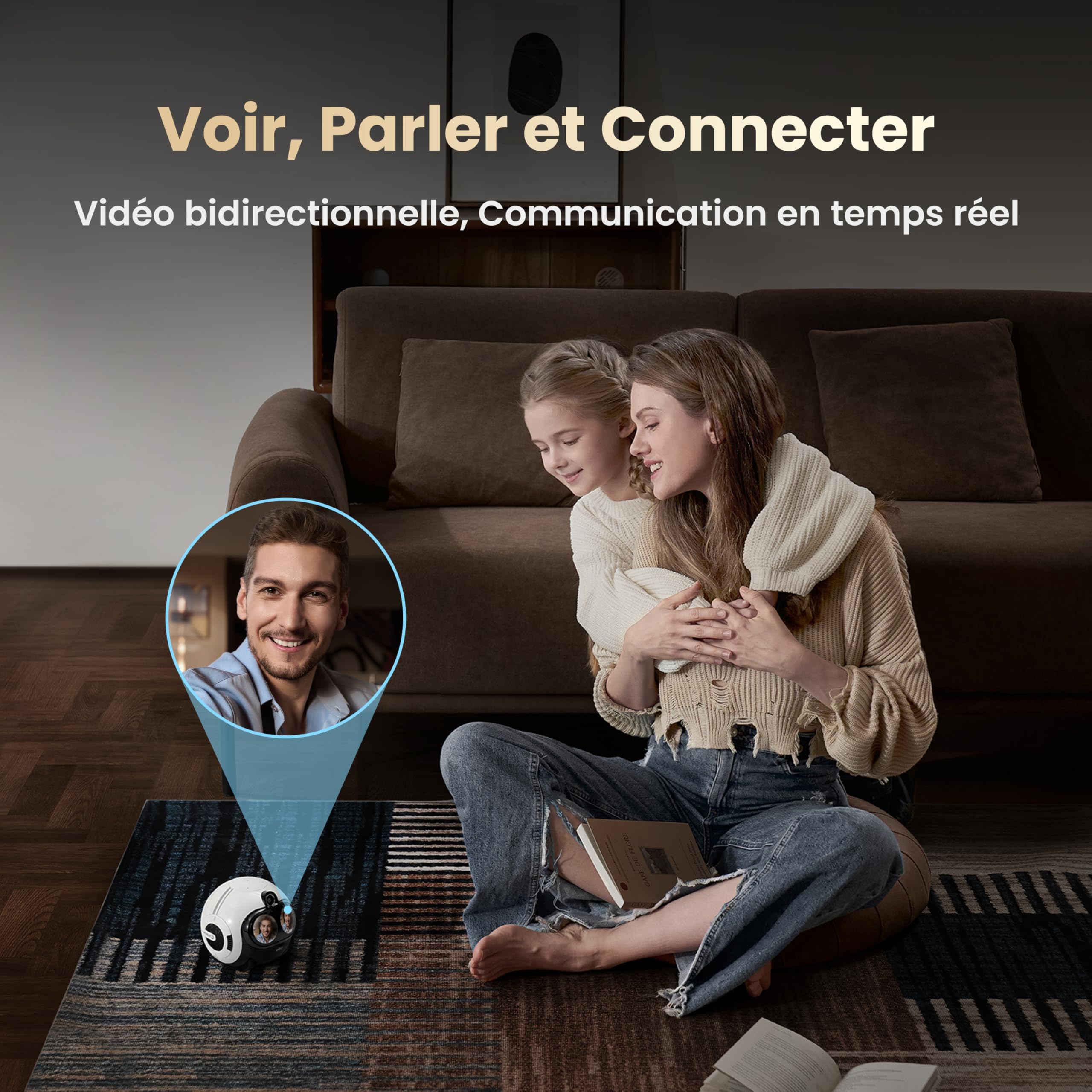 Enabot EBO Max FamilyBot – Robot Caméra 4K, IA Multimodale, Interaction Personnalisée, Vidéo Bidirectionnelle avec Engagement Familial – pour la Famille et Les Animaux | Robot domestique IA avec caméra 4K, mouvement intelligent et commande vocale pour la