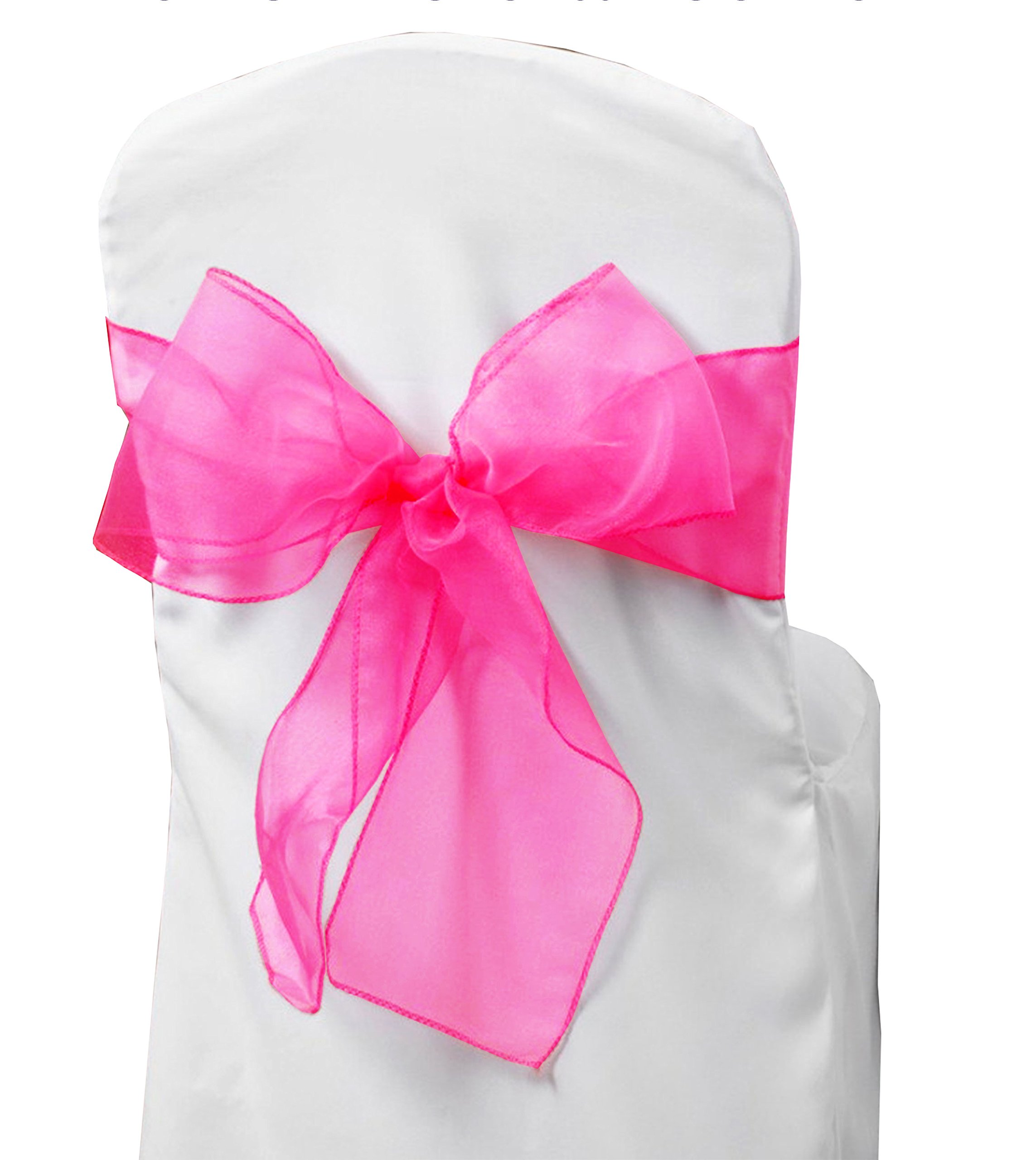 Wedding_decorations Hot Pink Organza Chair Sashes Wider Fuller Cover Party Decoration (, 100Pcs)