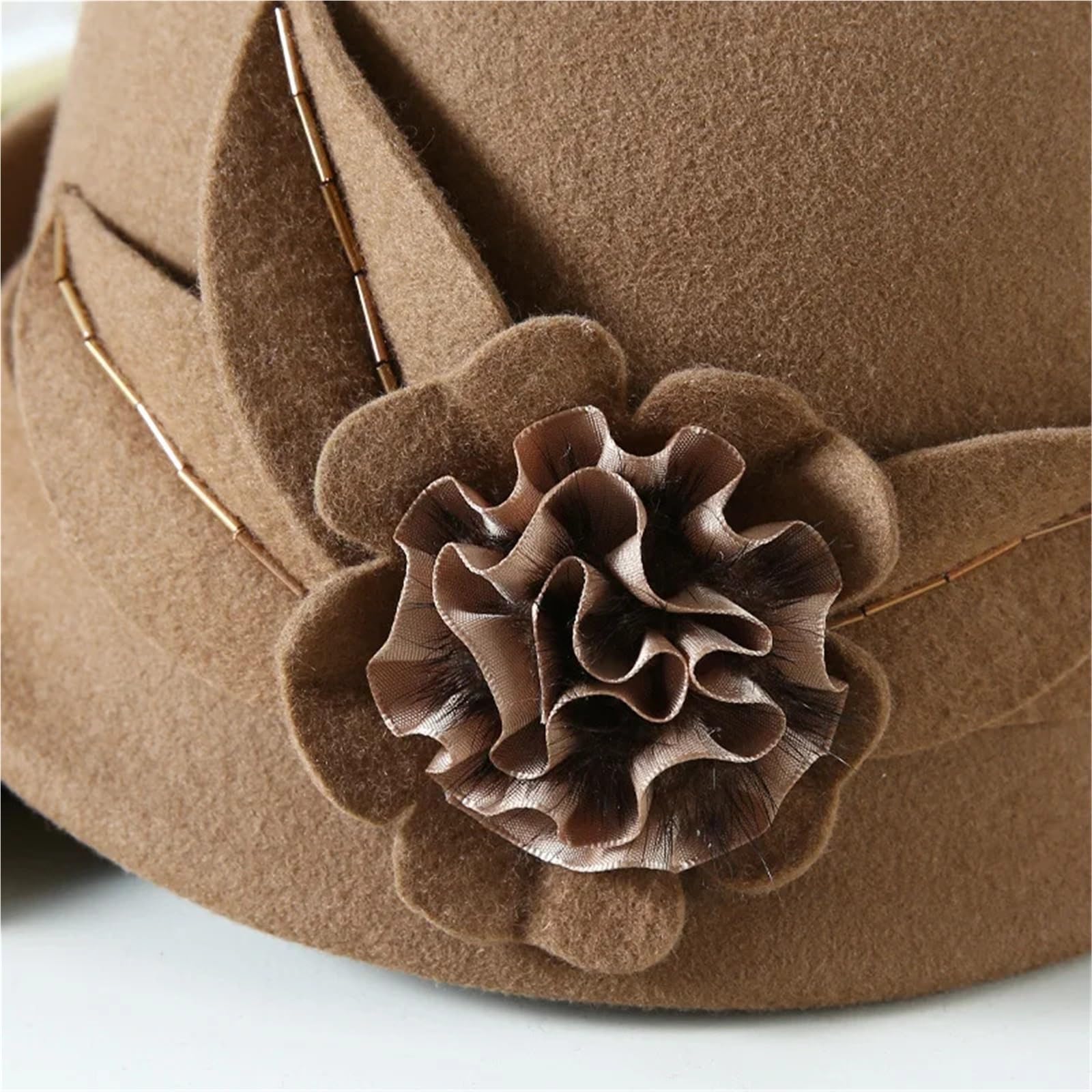 Cappello Donna Invernale Cappello da Donna in Lana Invernale in Feltro Caldo Fedora Cappello da Cloche Asimmetrico Formale da Festa Femminile(Wine Red)